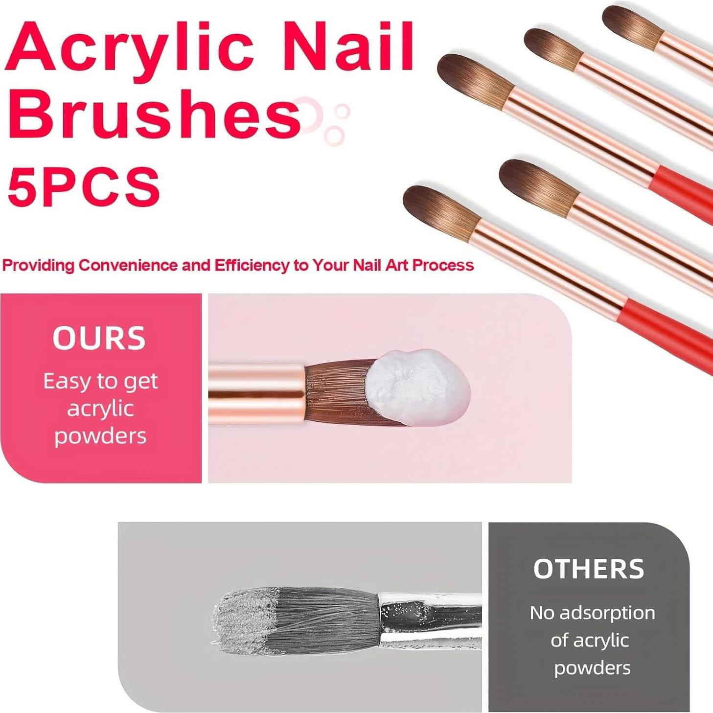 Juego de 5 Brochas Acrílicas Profesionales MUSILAN para Uñas