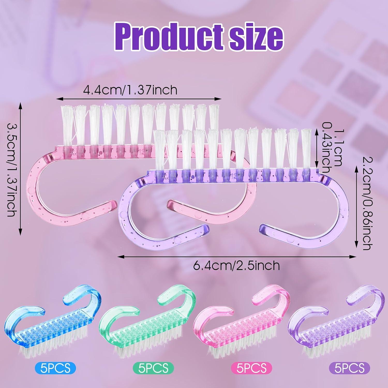 20 Piezas Cepillo de Limpieza de Uñas Nylon Ergonomico