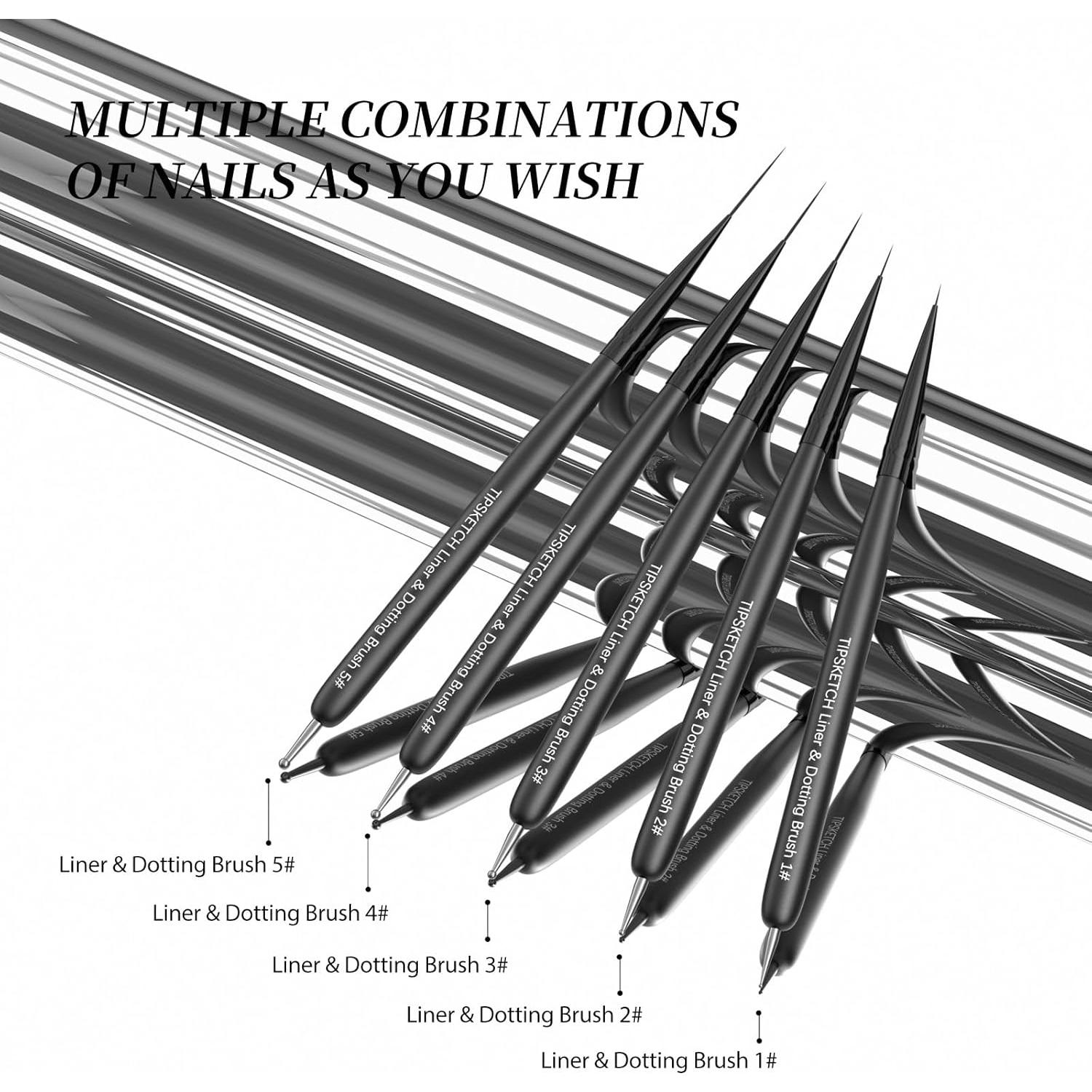 Set de Pinceles para Arte de Uñas Tipsketch 5 Piezas Doble Extremo
