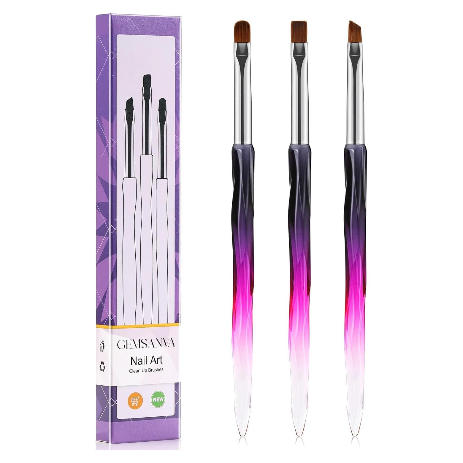 Set de Pinceles de Limpieza para Uñas GEMSANVA 3PCS