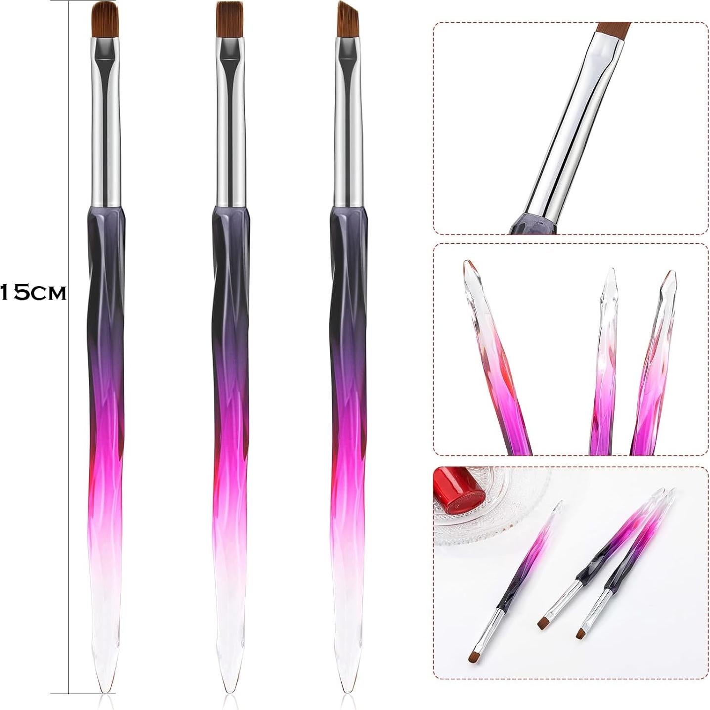 Set de Pinceles de Limpieza para Uñas GEMSANVA 3PCS