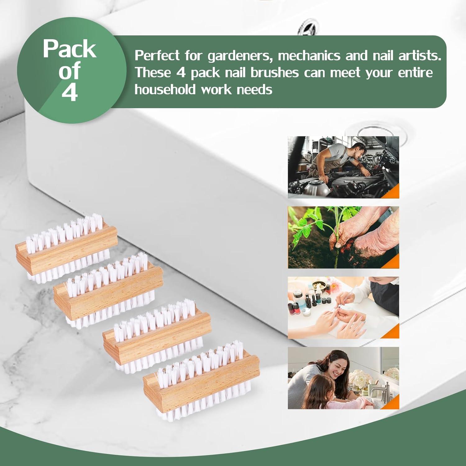 Juego de Cepillos de Uñas DEBETOOL - 4 Piezas de Madera