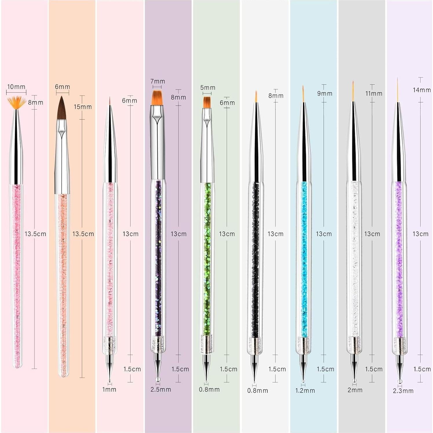 Juego de Pinceles para Uñas TOCOLES 9PCS Acrílico y Nylon