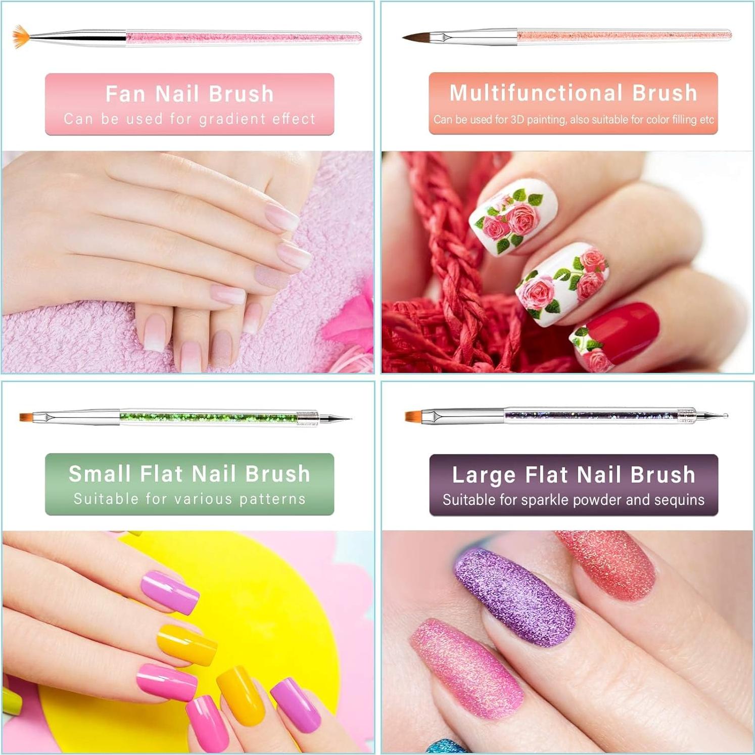 Juego de Pinceles para Uñas TOCOLES 9PCS Acrílico y Nylon