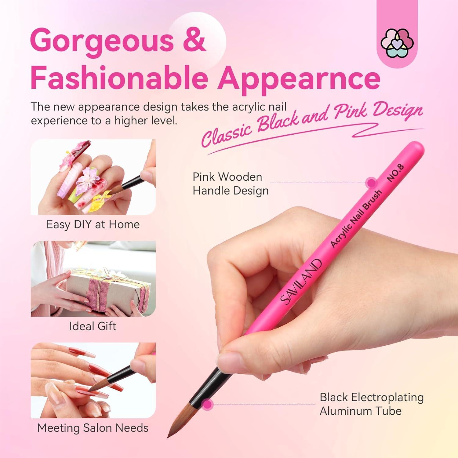 Juego de Pinceles Acrílicos SAVILAND 8, 10, 14 para Uñas