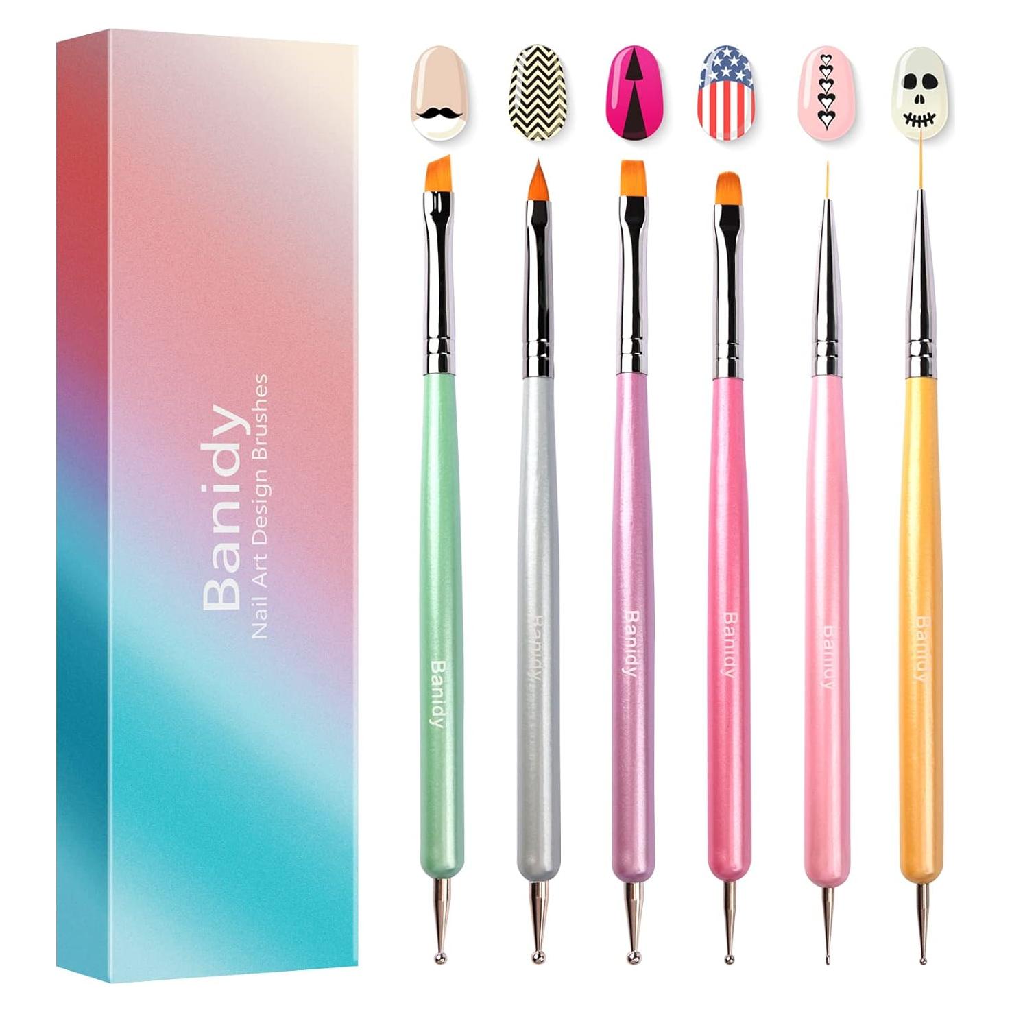 Set de Pinceles de Arte de Uñas Banidy - 6 Piezas Multicolor
