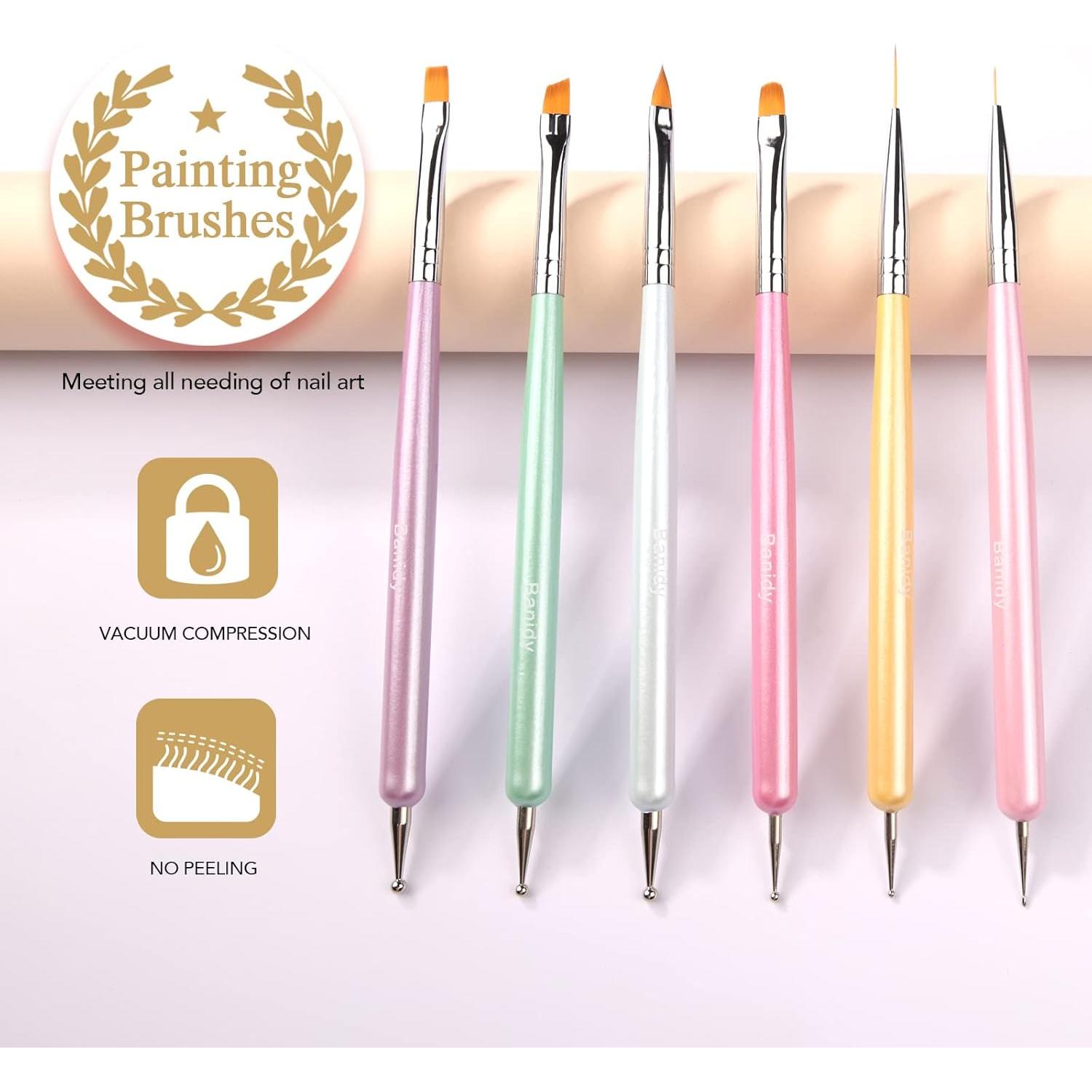 Set de Pinceles de Arte de Uñas Banidy - 6 Piezas Multicolor