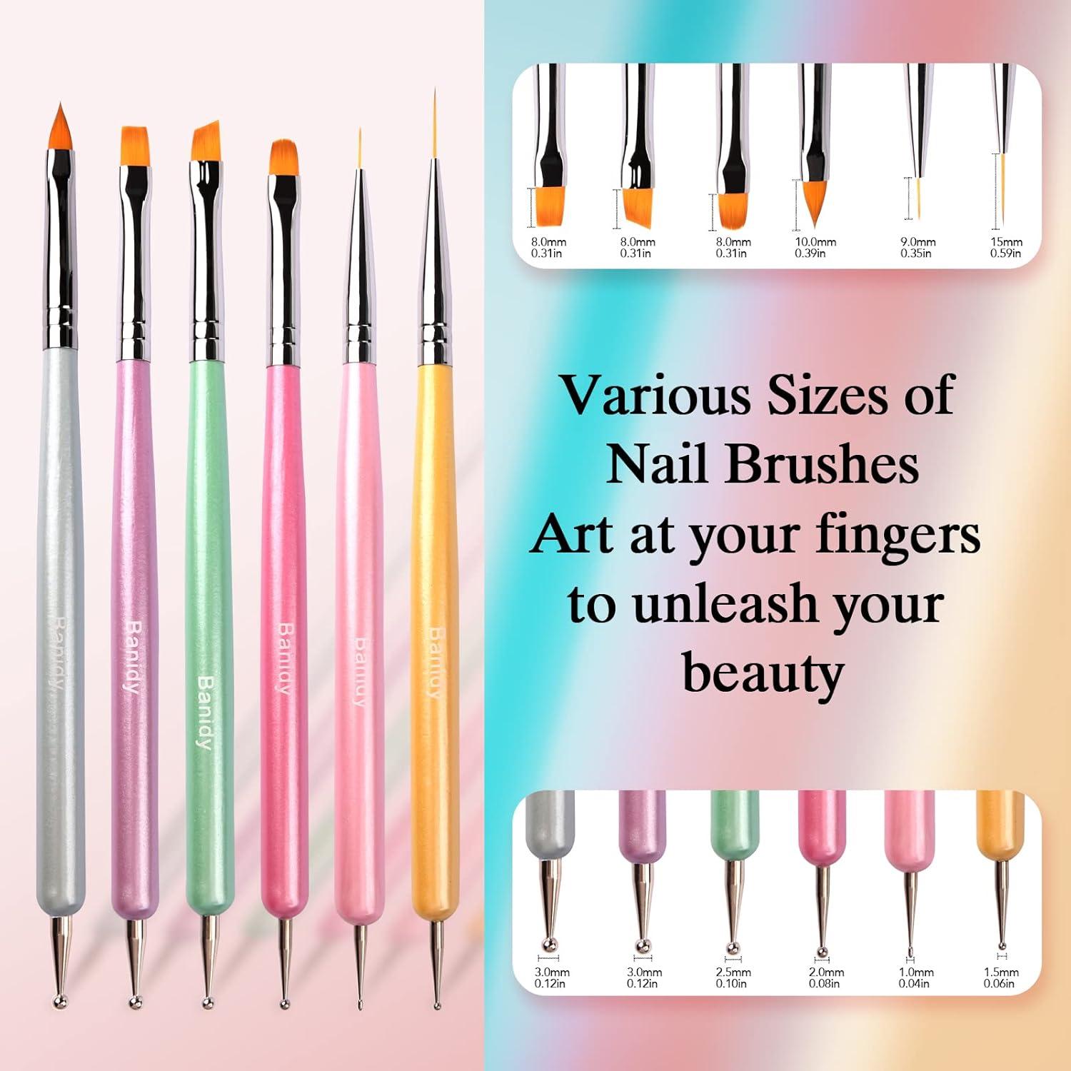 Set de Pinceles de Arte de Uñas Banidy - 6 Piezas Multicolor