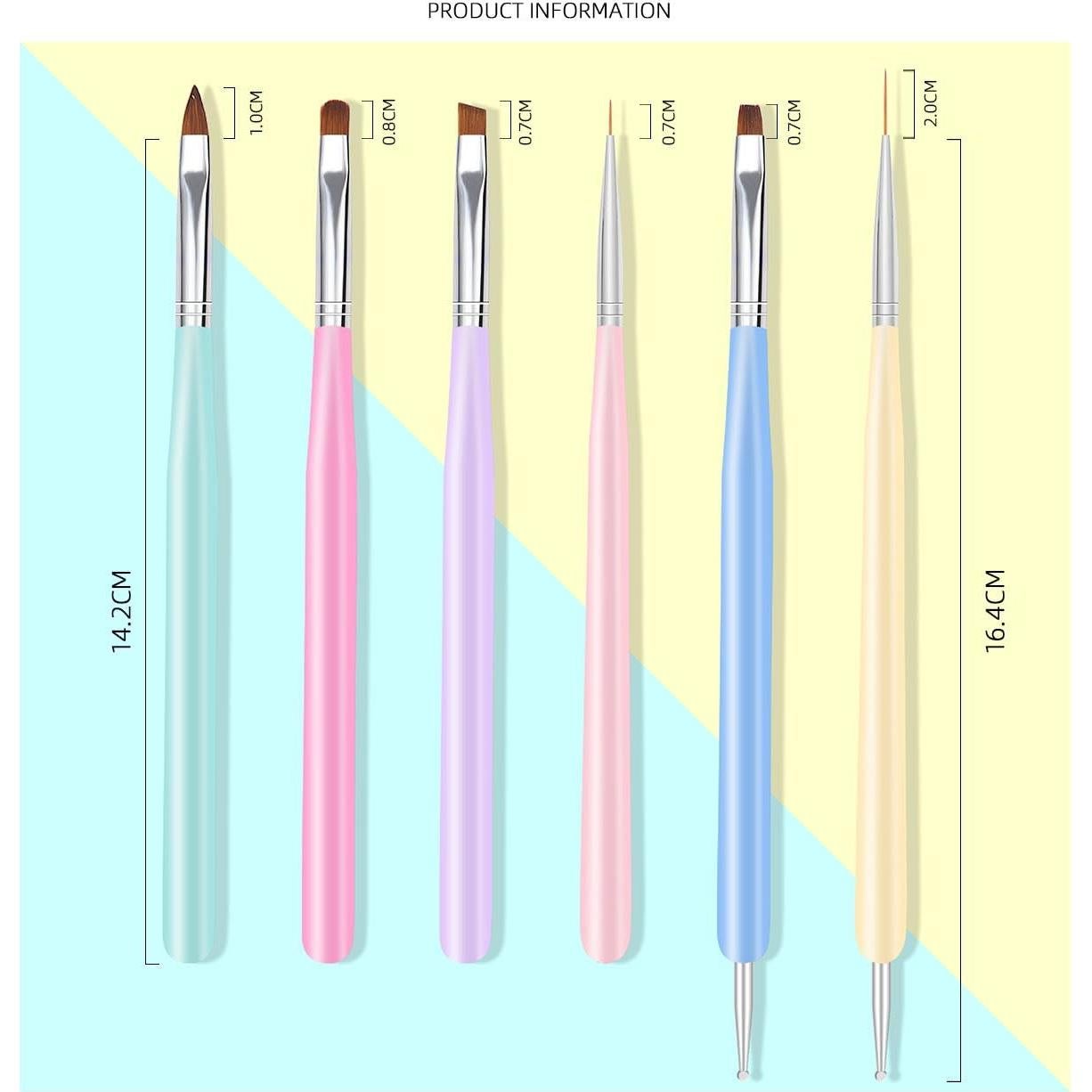 Set de Pinceles para Arte de Uñas ZEOHBETY 6 Piezas Multicolor