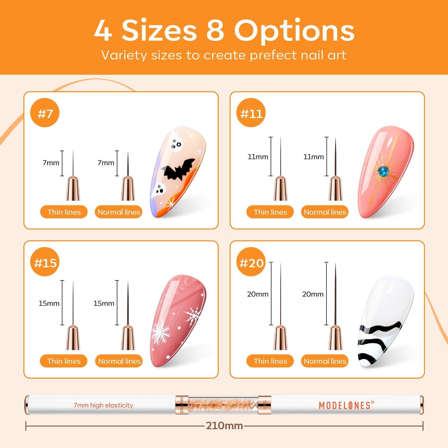 Kit de Pinceles para Arte de Uñas Modelones 7/11/15/20mm