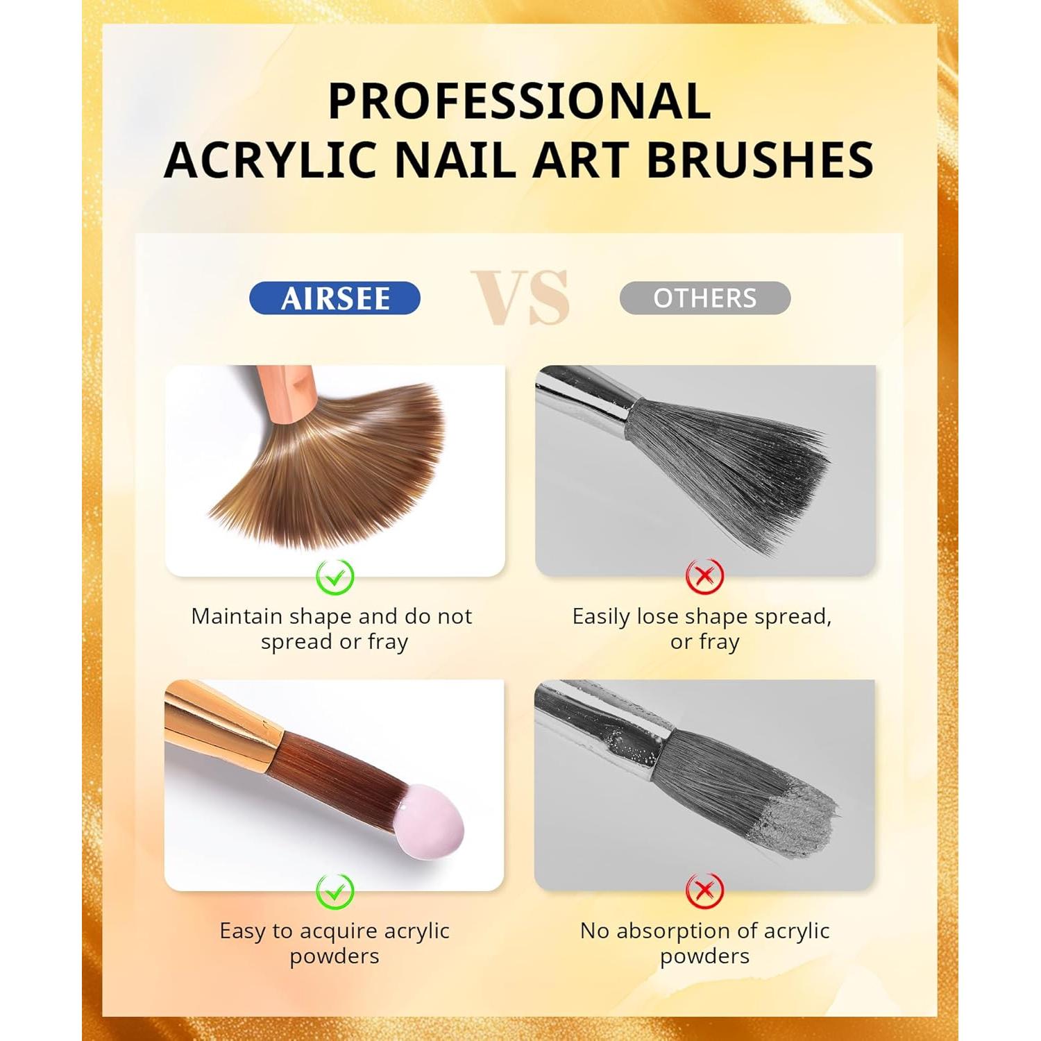 Set de Brochas Acrílicas Airsee 3 Pcs - Tamaños 8, 10, 14