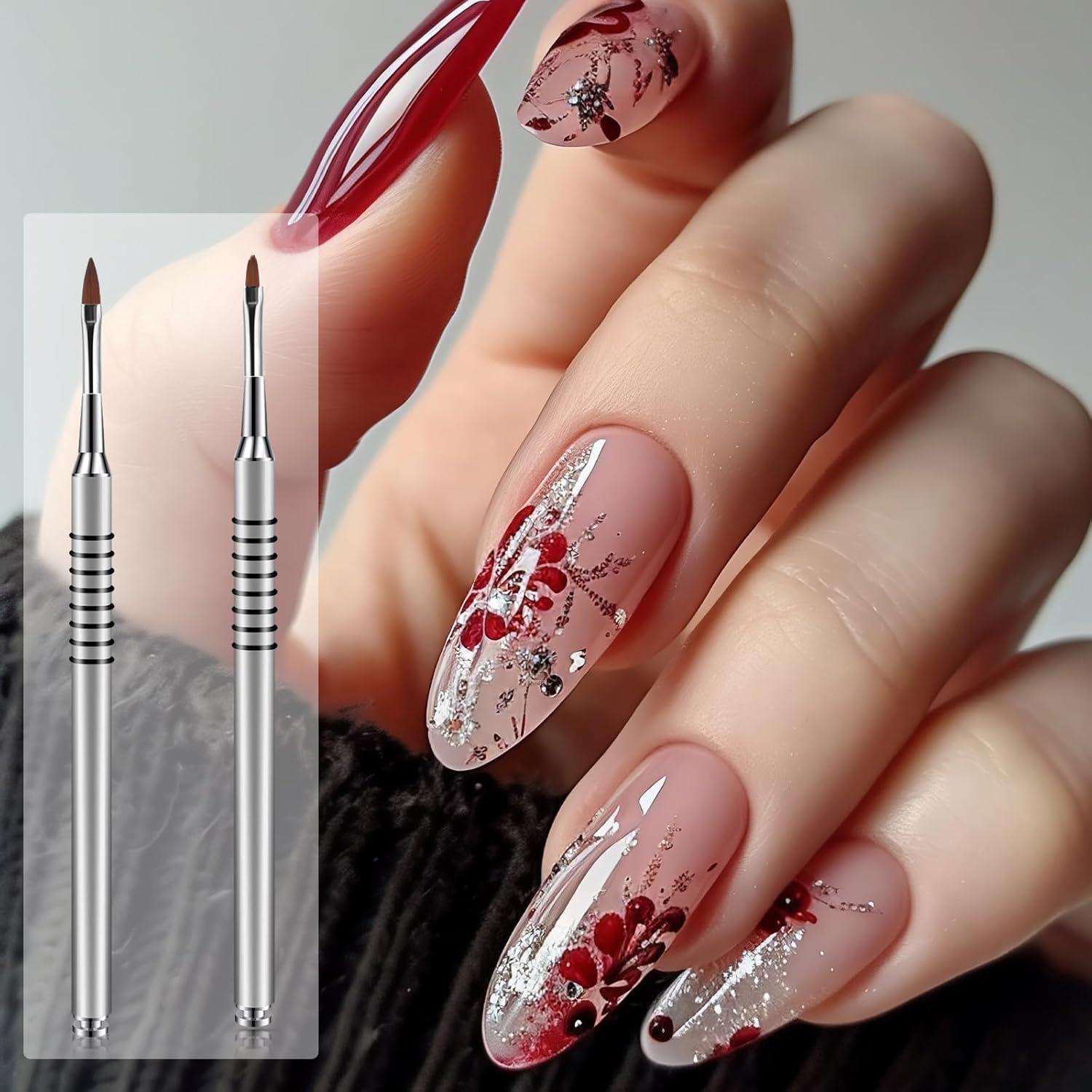 Paquete de 2 Pinceles de Uñas Acrílicas 3D Kolinsky #2 #4