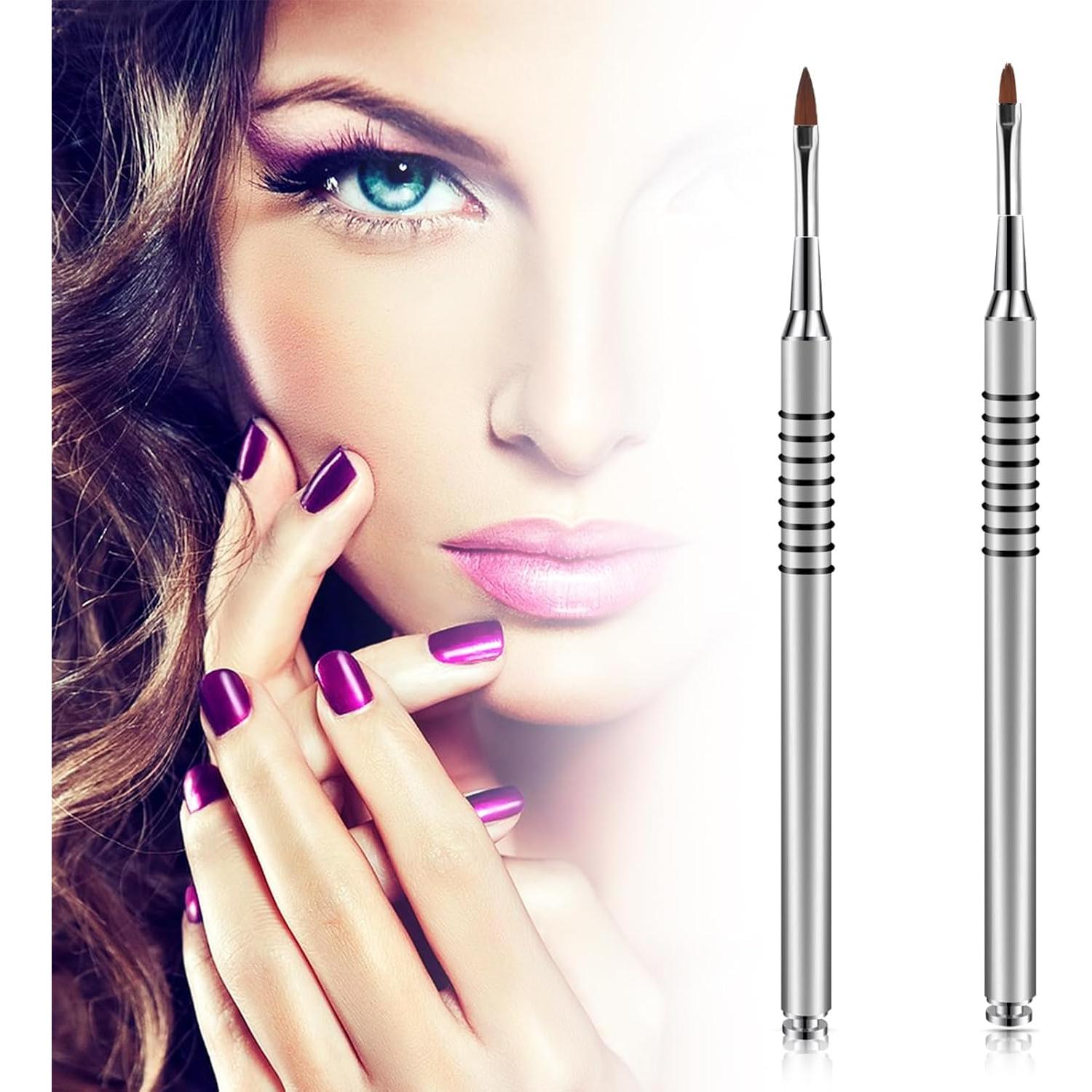 Paquete de 2 Pinceles de Uñas Acrílicas 3D Kolinsky #2 #4