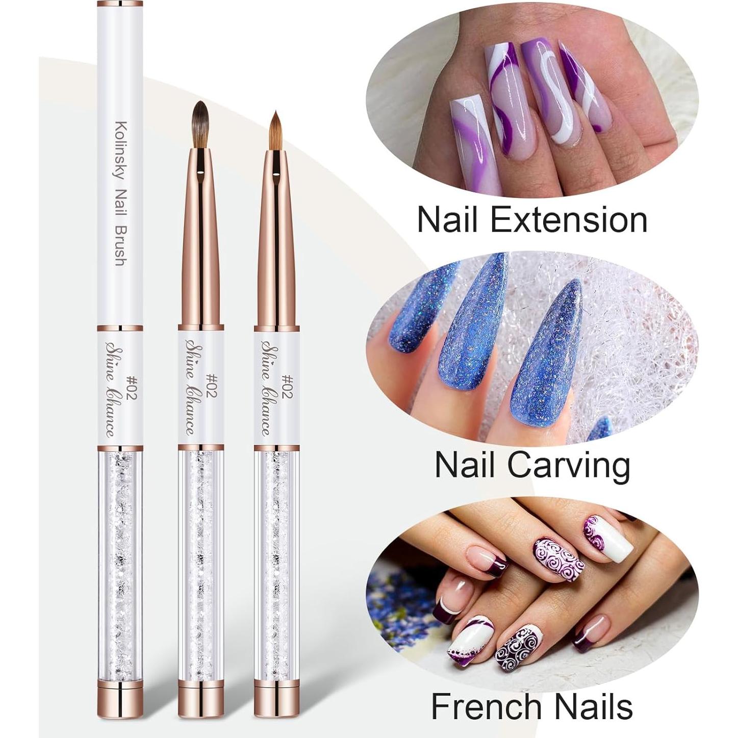 Pincel de Uñas Acrílicas Kolinsky #02 Shine Chance 18cm