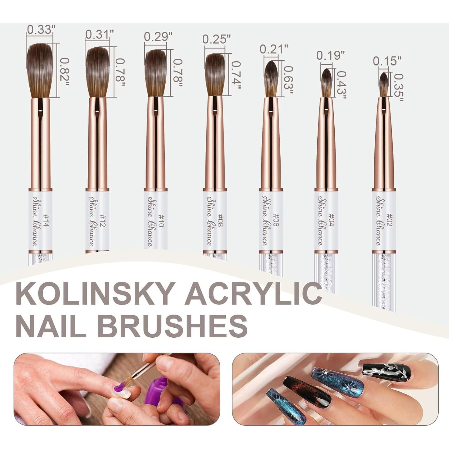 Pincel de Uñas Acrílicas Kolinsky #02 Shine Chance 18cm