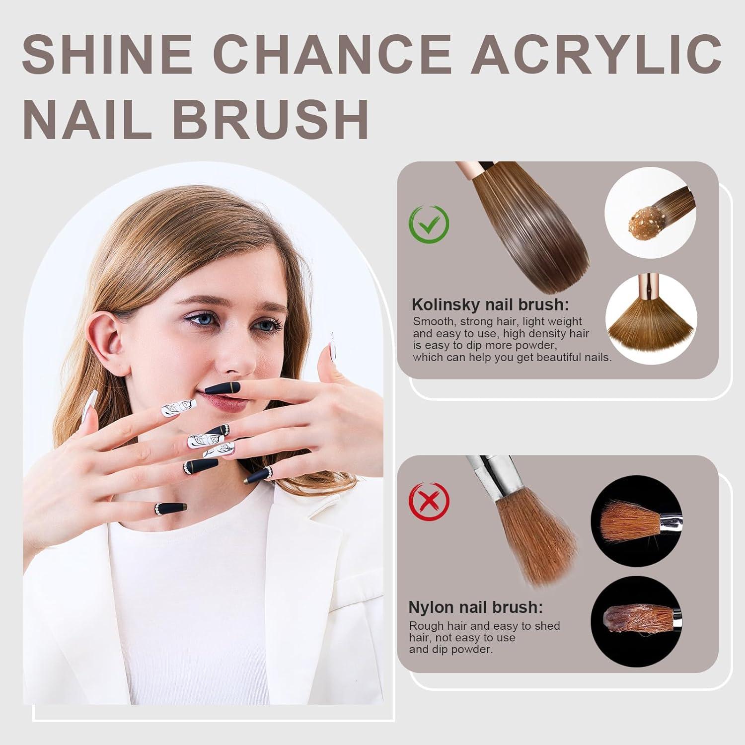 Pincel de Uñas Acrílicas Kolinsky #02 Shine Chance 18cm