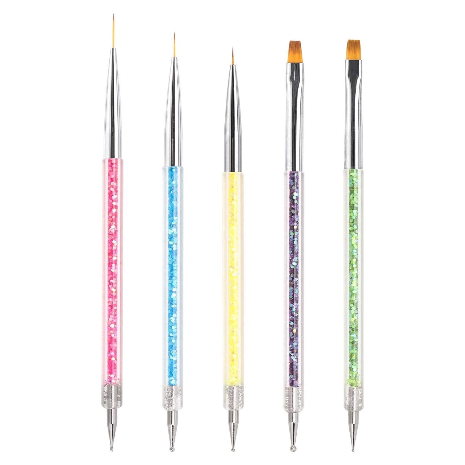 Pinceles para Arte de Uñas Beauty Max 5 Pcs Doble Punta