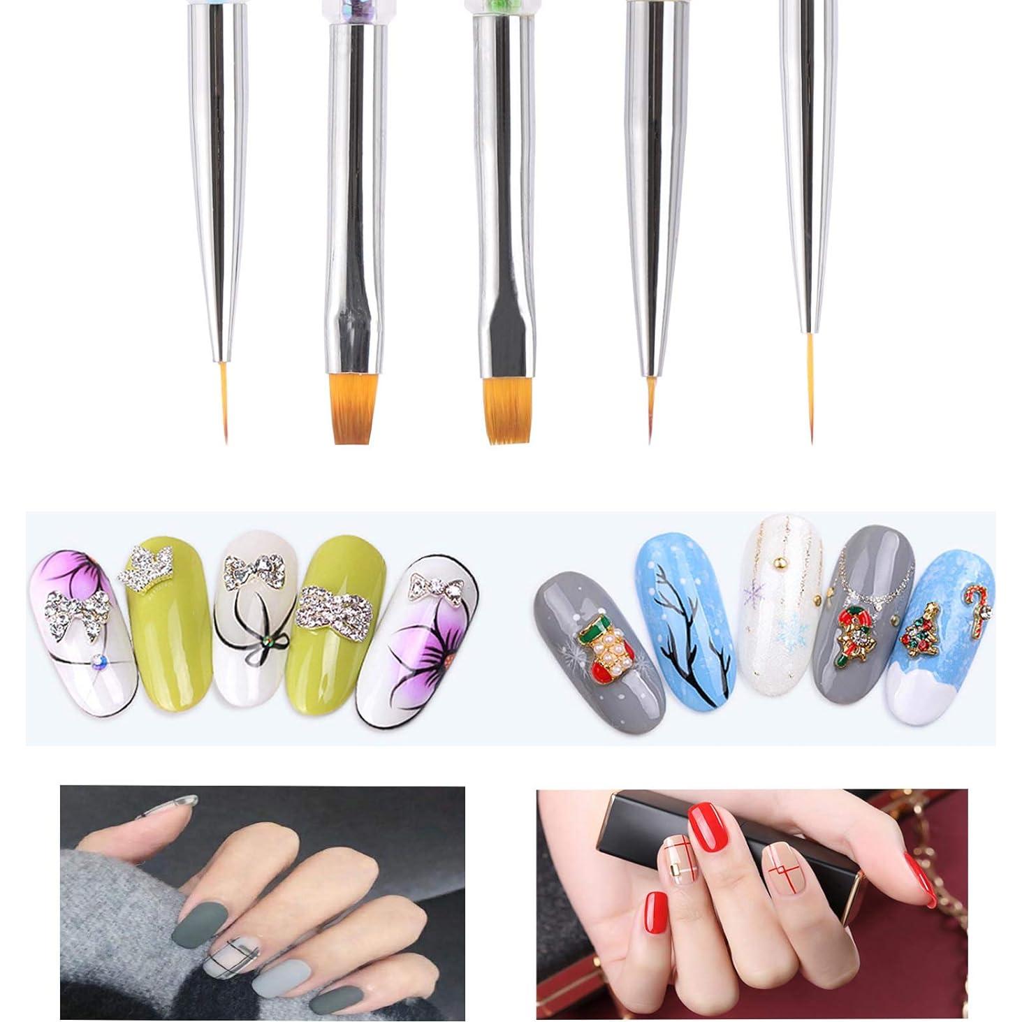 Pinceles para Arte de Uñas Beauty Max 5 Pcs Doble Punta