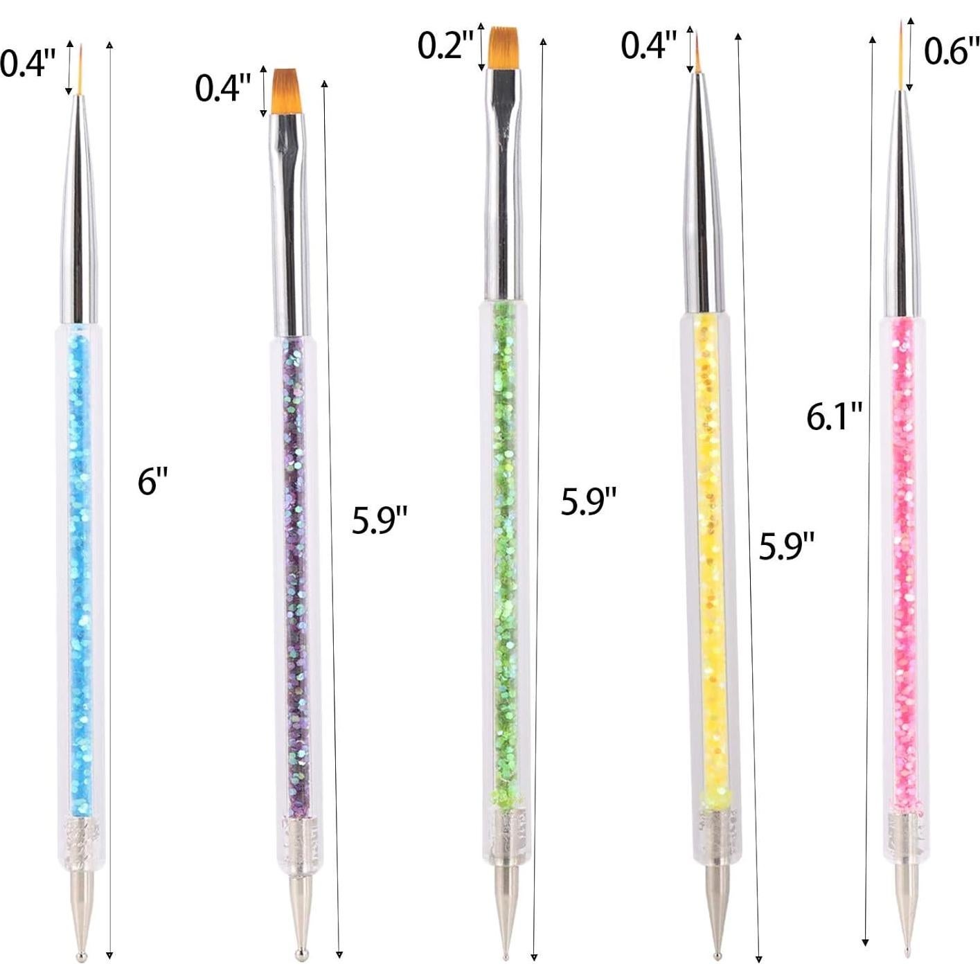 Pinceles para Arte de Uñas Beauty Max 5 Pcs Doble Punta