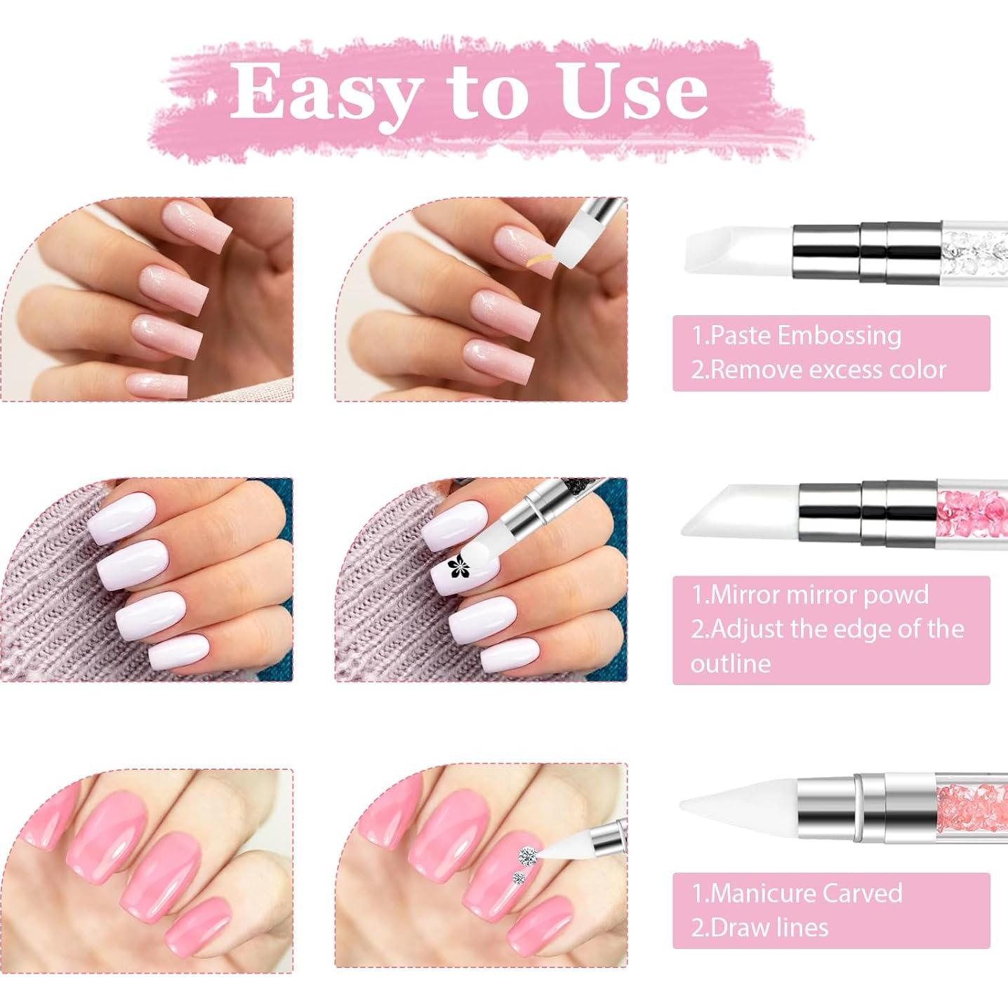 Set de 3 Pinceles de Silicona para Uñas AHQiZFX - Doble Punta