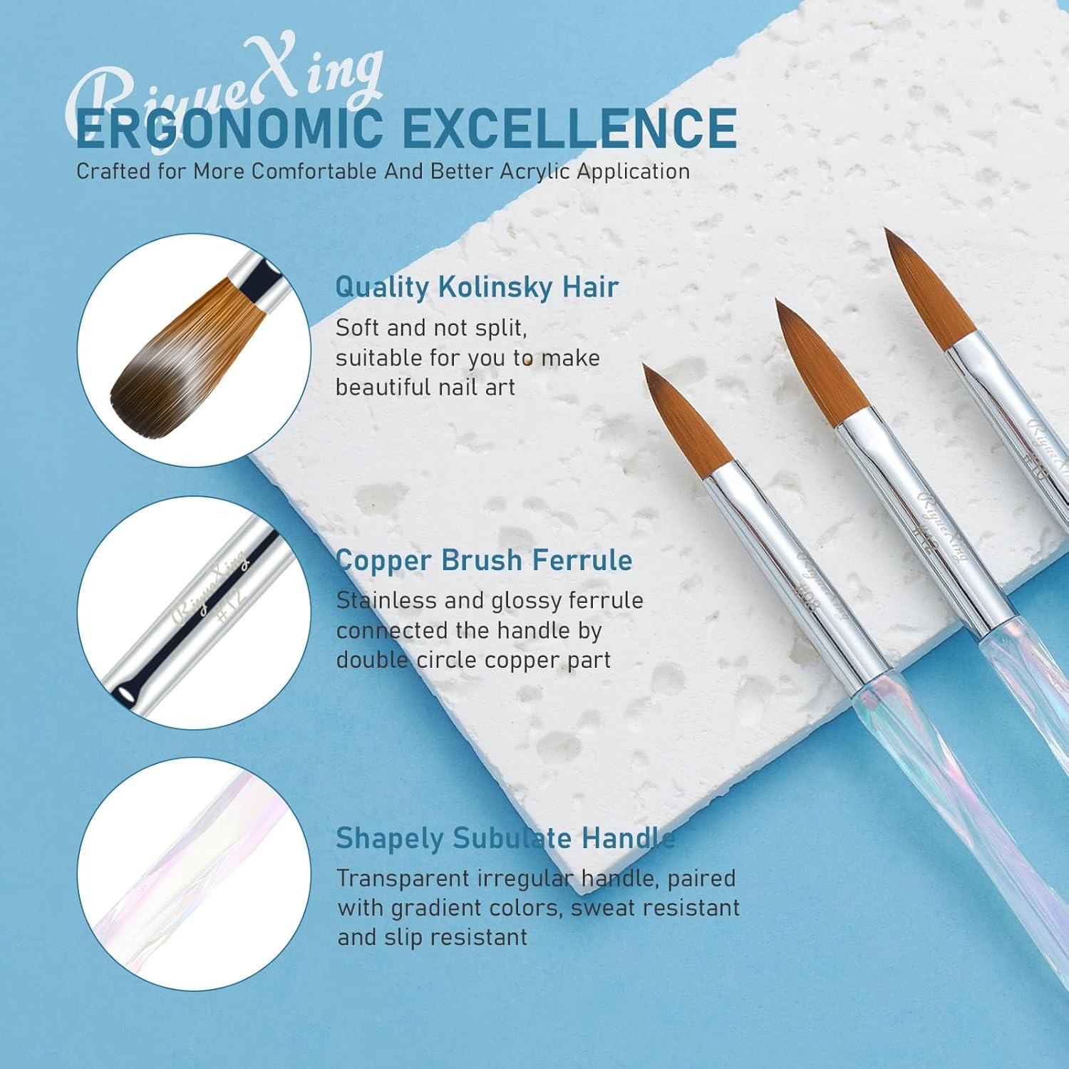 Juego de Pinceles Acrílicos 3PCS RIYUEXING Tamaños 8/10/12