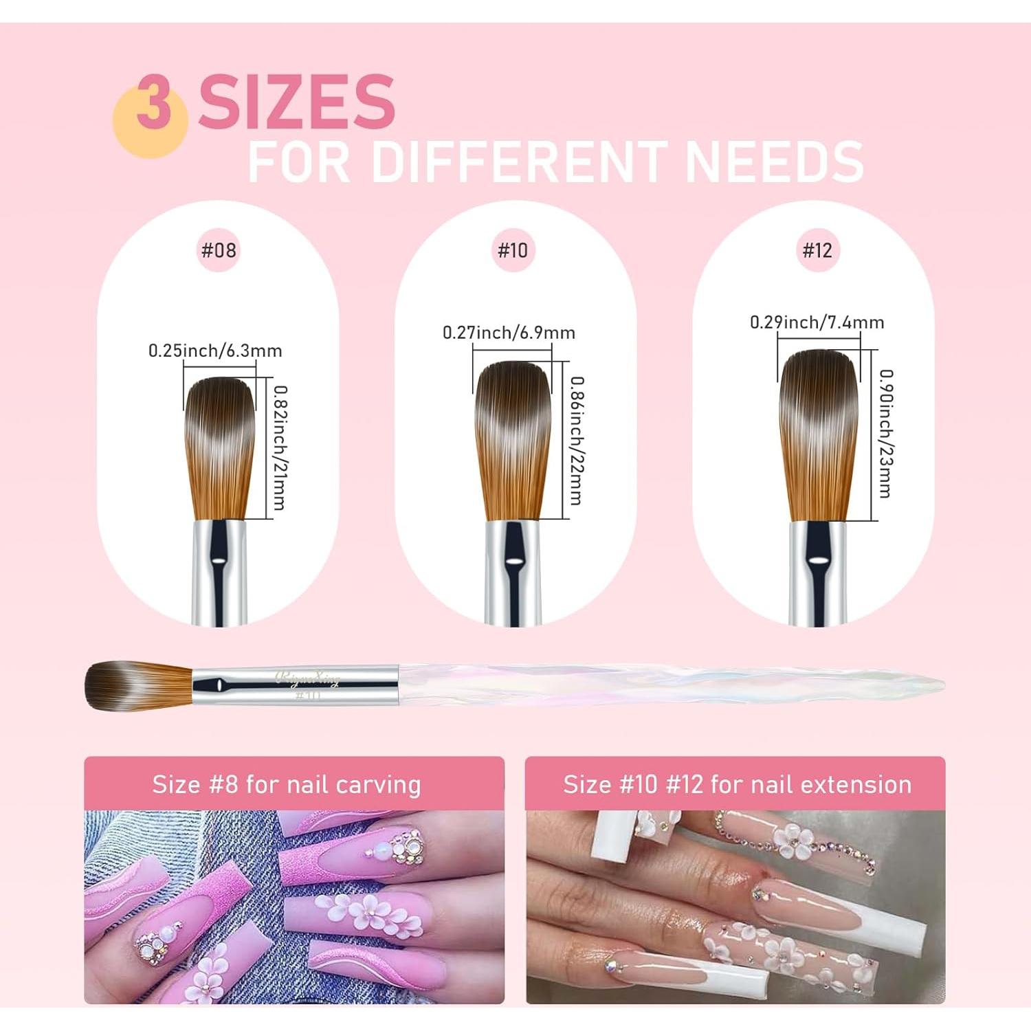 Juego de Pinceles Acrílicos 3PCS RIYUEXING Tamaños 8/10/12