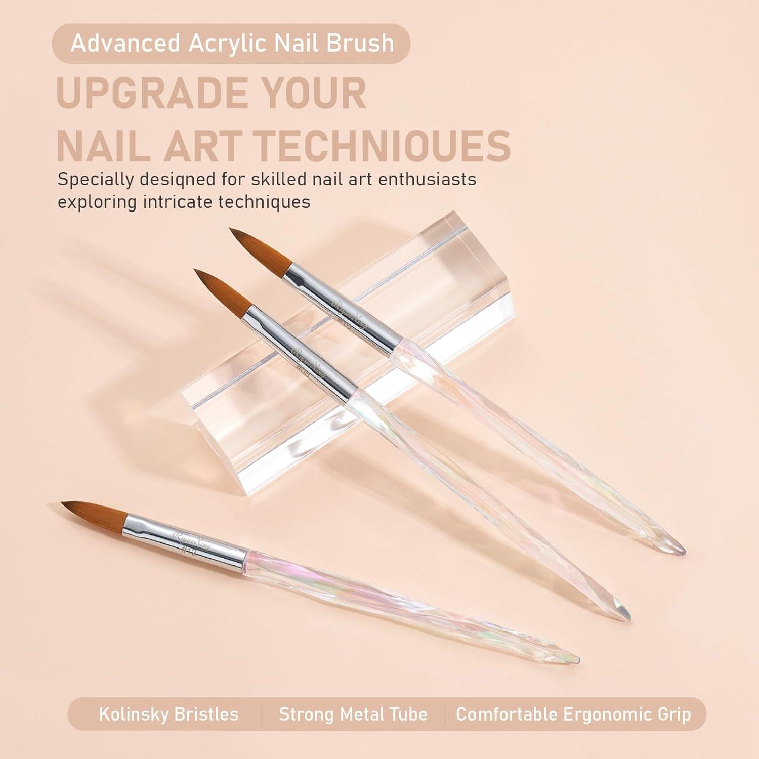 Juego de Pinceles Acrílicos 3PCS RIYUEXING Tamaños 8/10/12