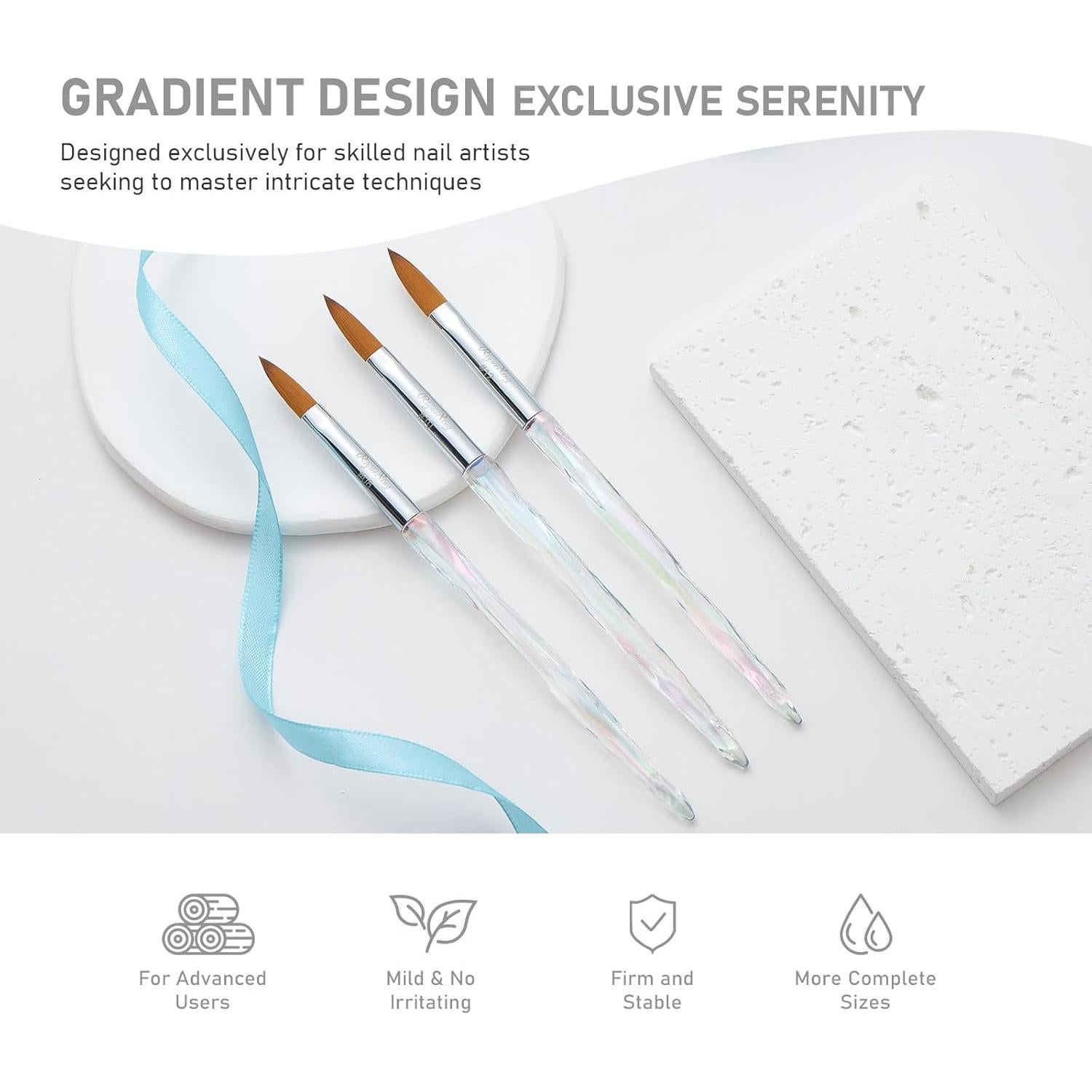 Juego de Pinceles Acrílicos 3PCS RIYUEXING Tamaños 8/10/12