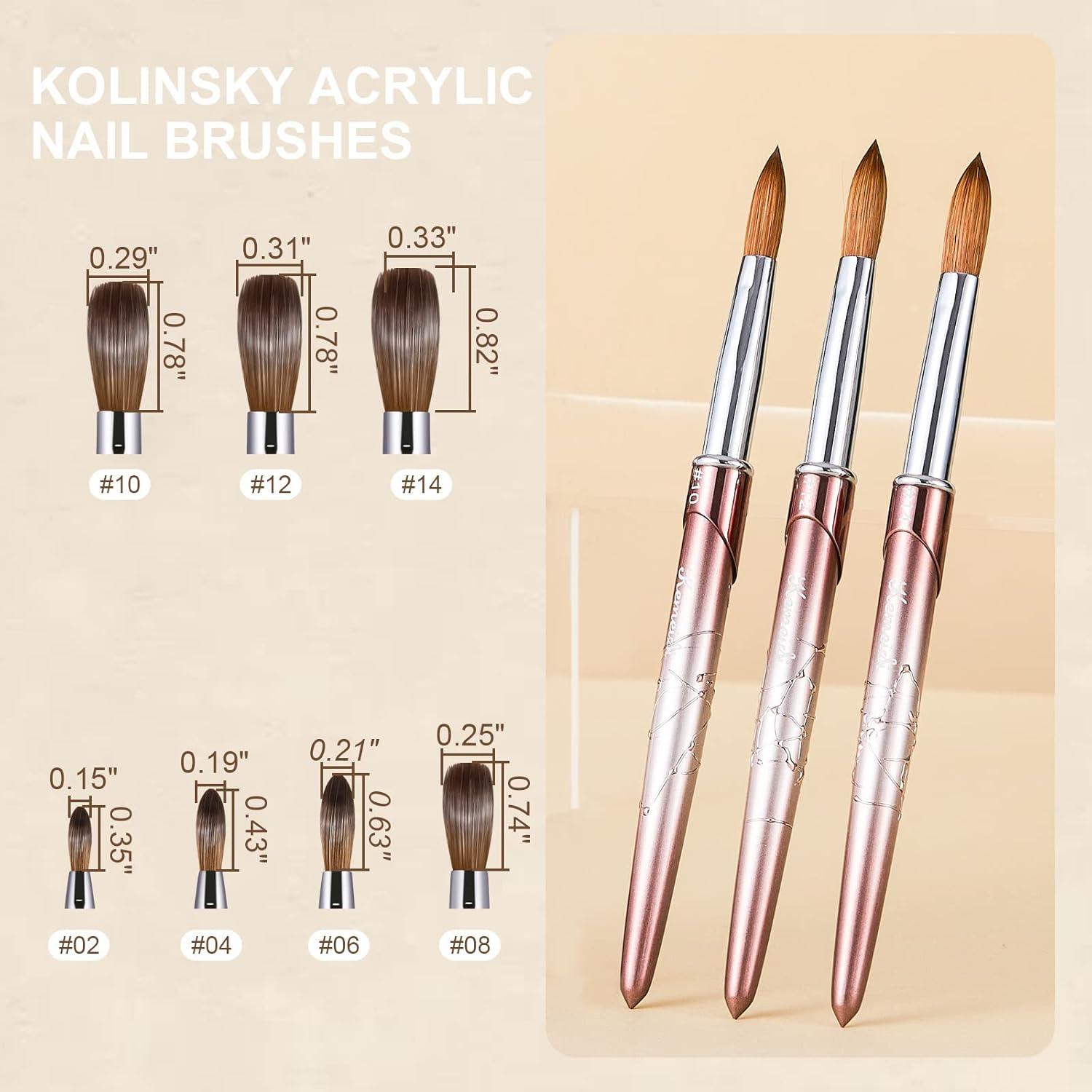 Pincel de Uñas Acrílico KEMEISI Kolinsky Tamaño 8 Ovalado