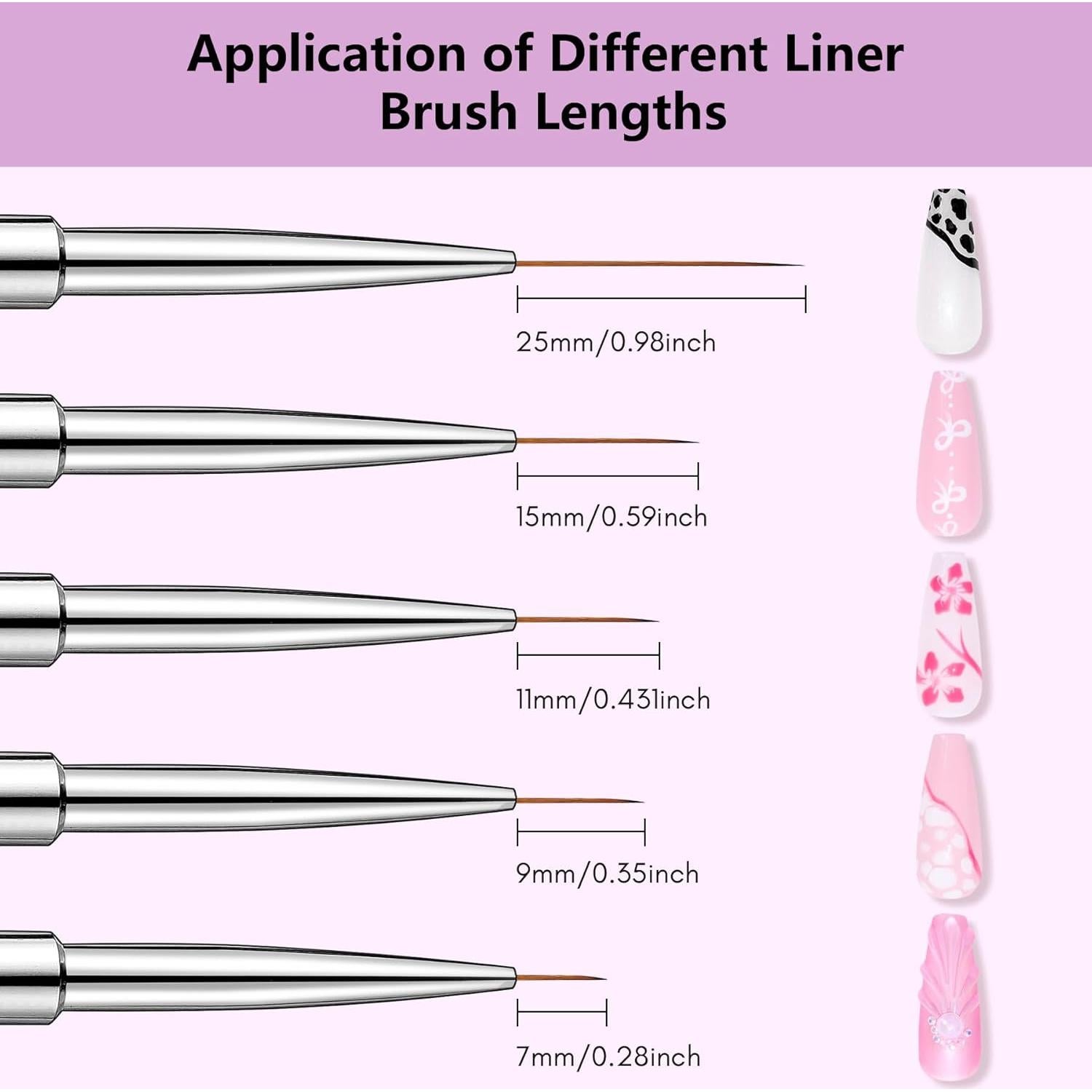 Conjunto de Pinceles para Uñas Makartt 5 Piezas 7-25mm