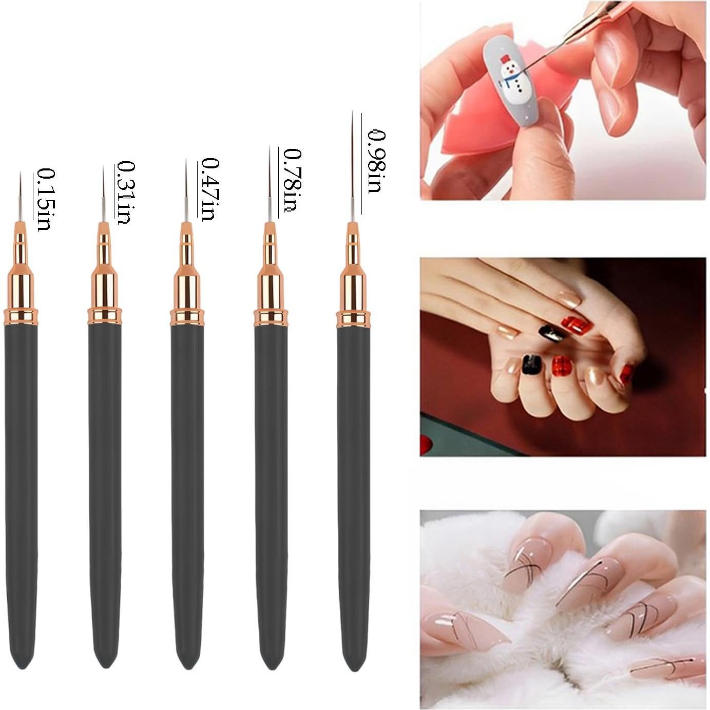 Juego de 5 Pinceles de Arte de Uñas HomTop - Tamaños 4-25mm