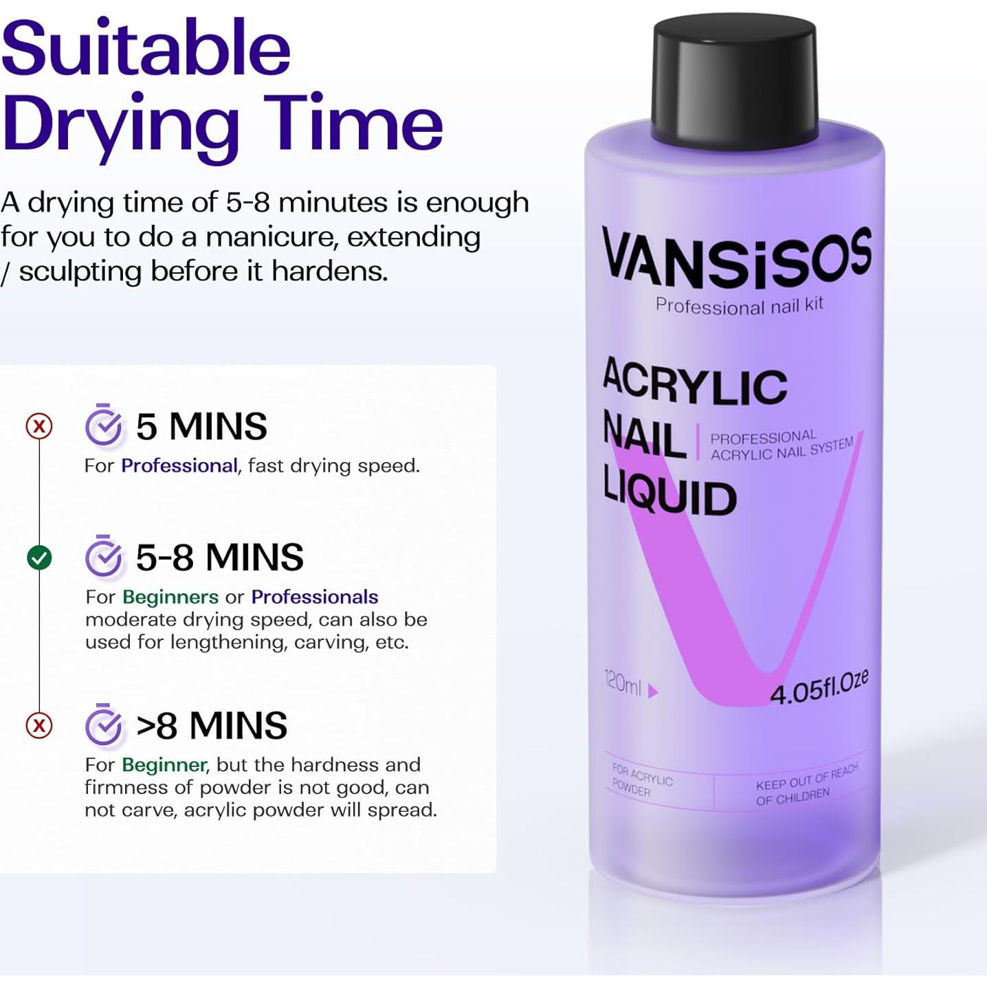 Líquido Acrílico Profesional VANSISOS 118.3 ml para Uñas