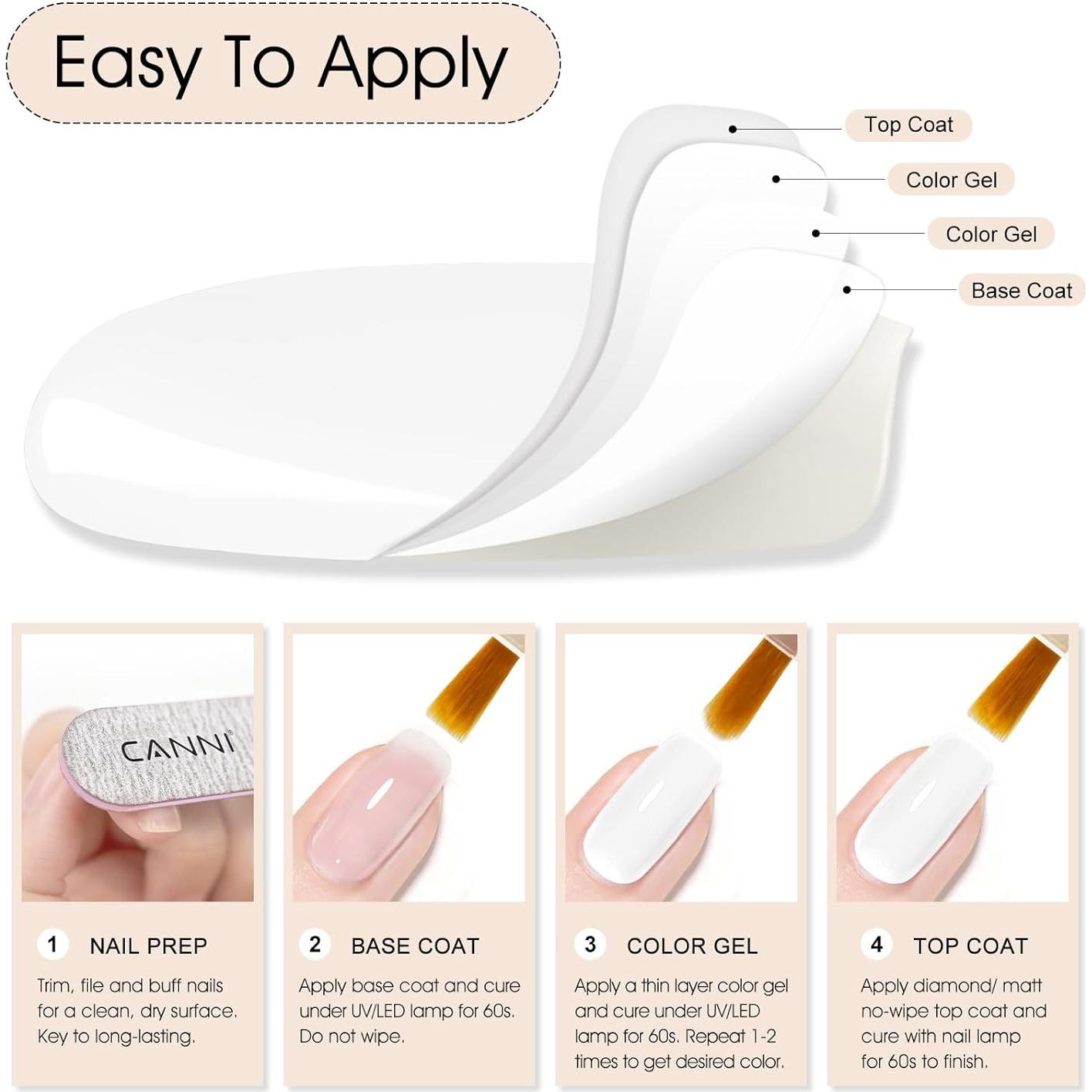 Esmalte de Uñas en Gel CANNI Blanco Puro 9ML Brillo Alto