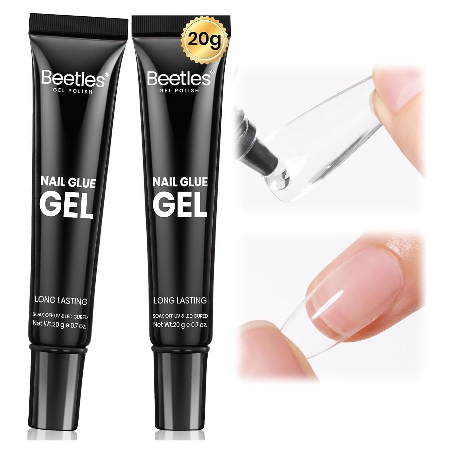 Gel de Pegamento para Uñas Beetles 2Pcs 20g Sólido Ultra Fuerte