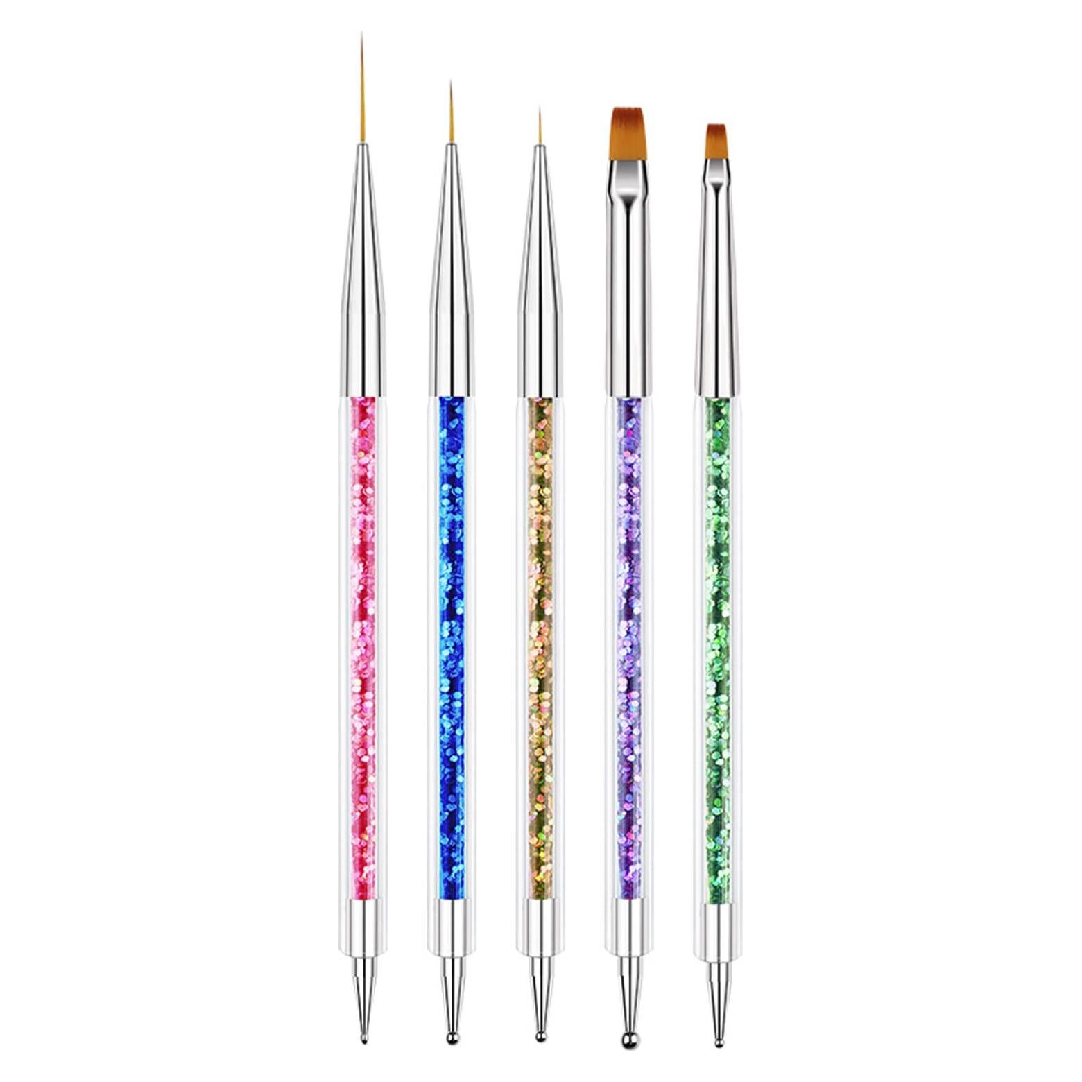 AIBEE Kit de Pinceles para Arte de Uñas 5pcs Doble Cara