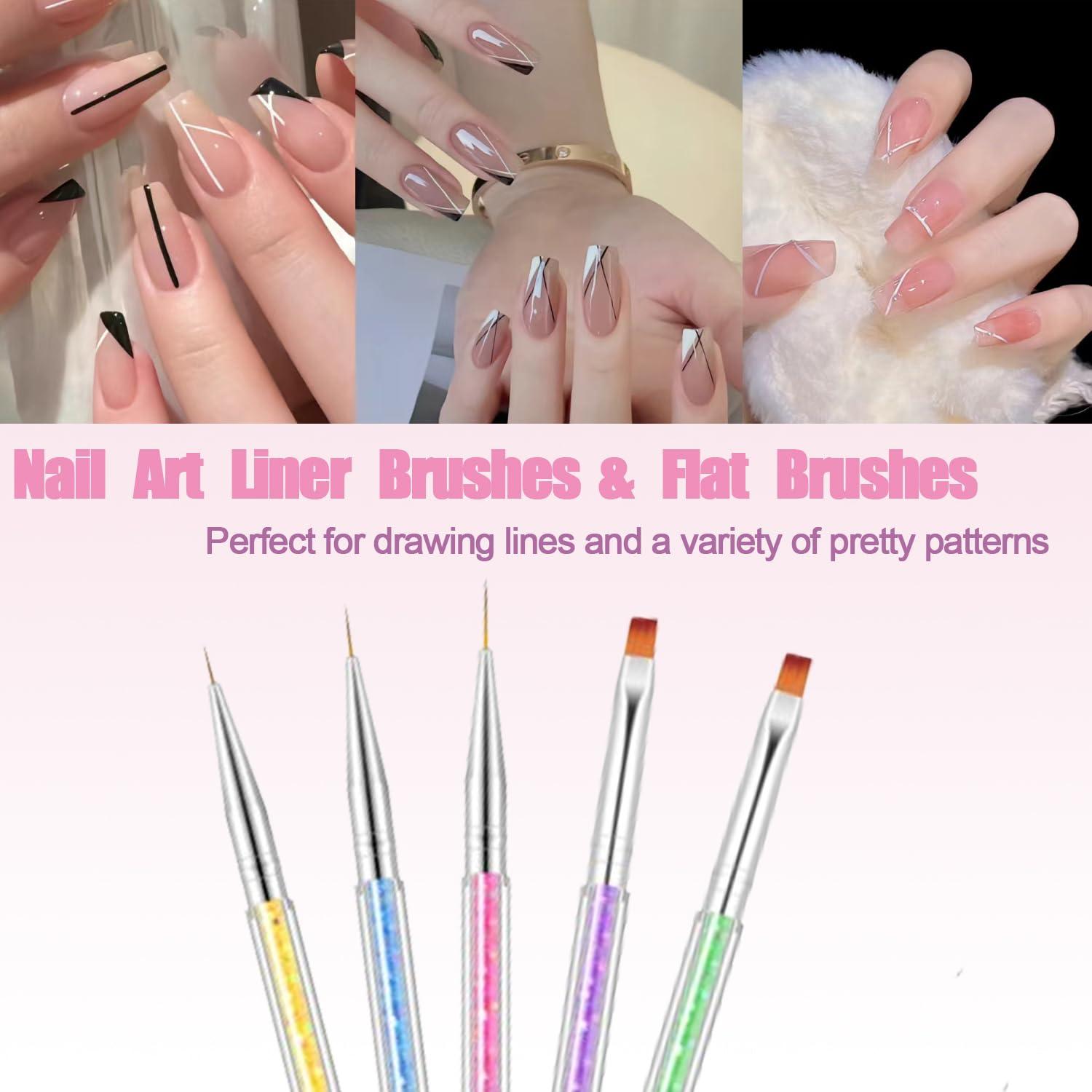 AIBEE Kit de Pinceles para Arte de Uñas 5pcs Doble Cara