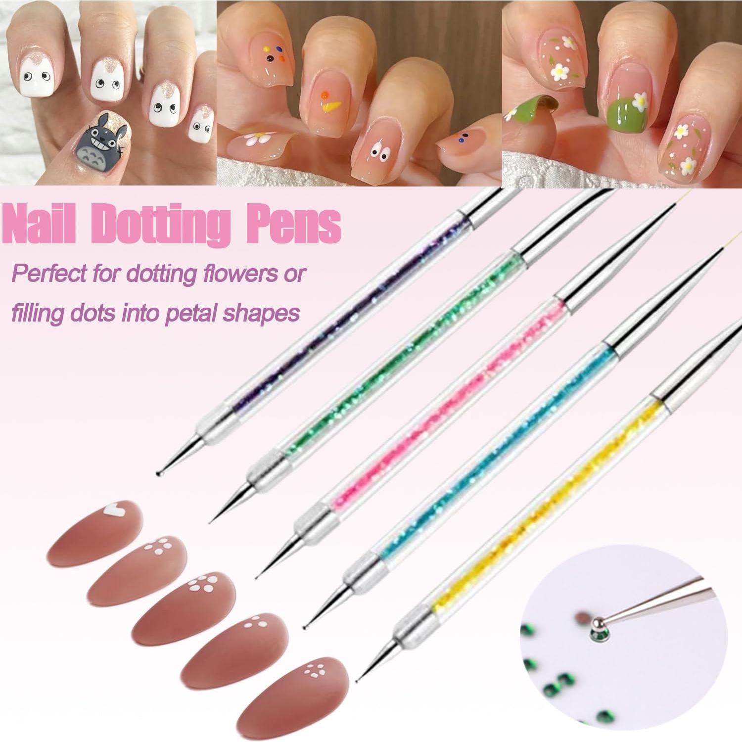 AIBEE Kit de Pinceles para Arte de Uñas 5pcs Doble Cara