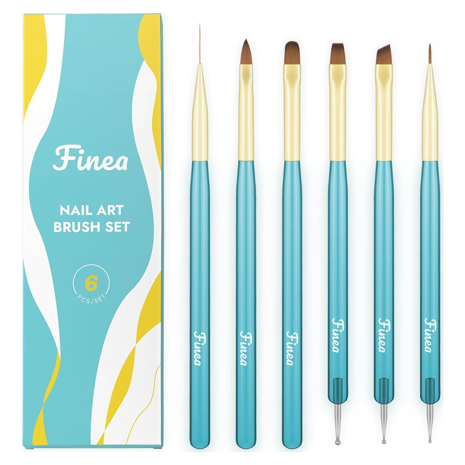Juego de Pinceles Finea 6 Piezas para Arte en Uñas Gel