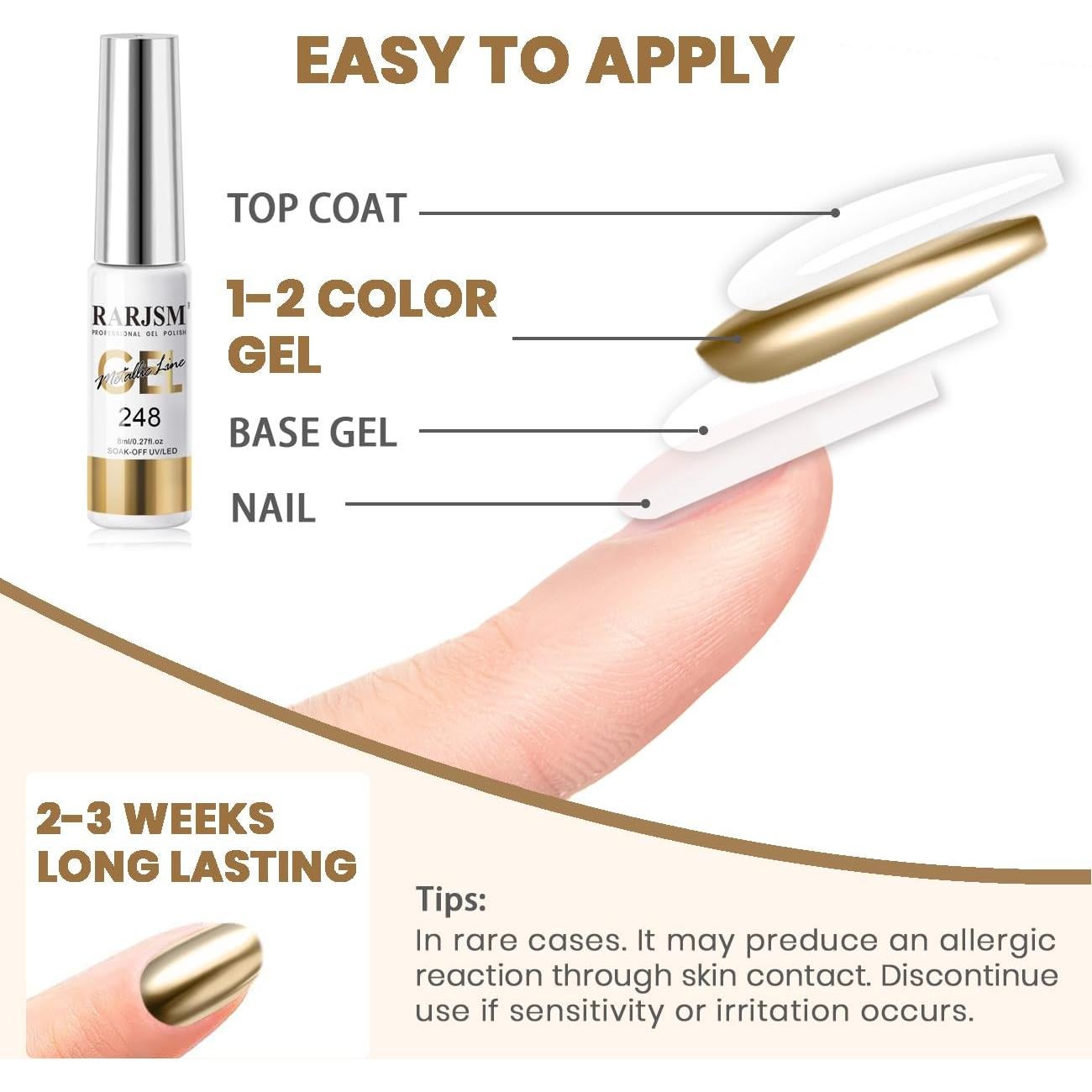 Set de 2 Gel Liner Metálico RARJSM Plata y Bronce Oro 8ml