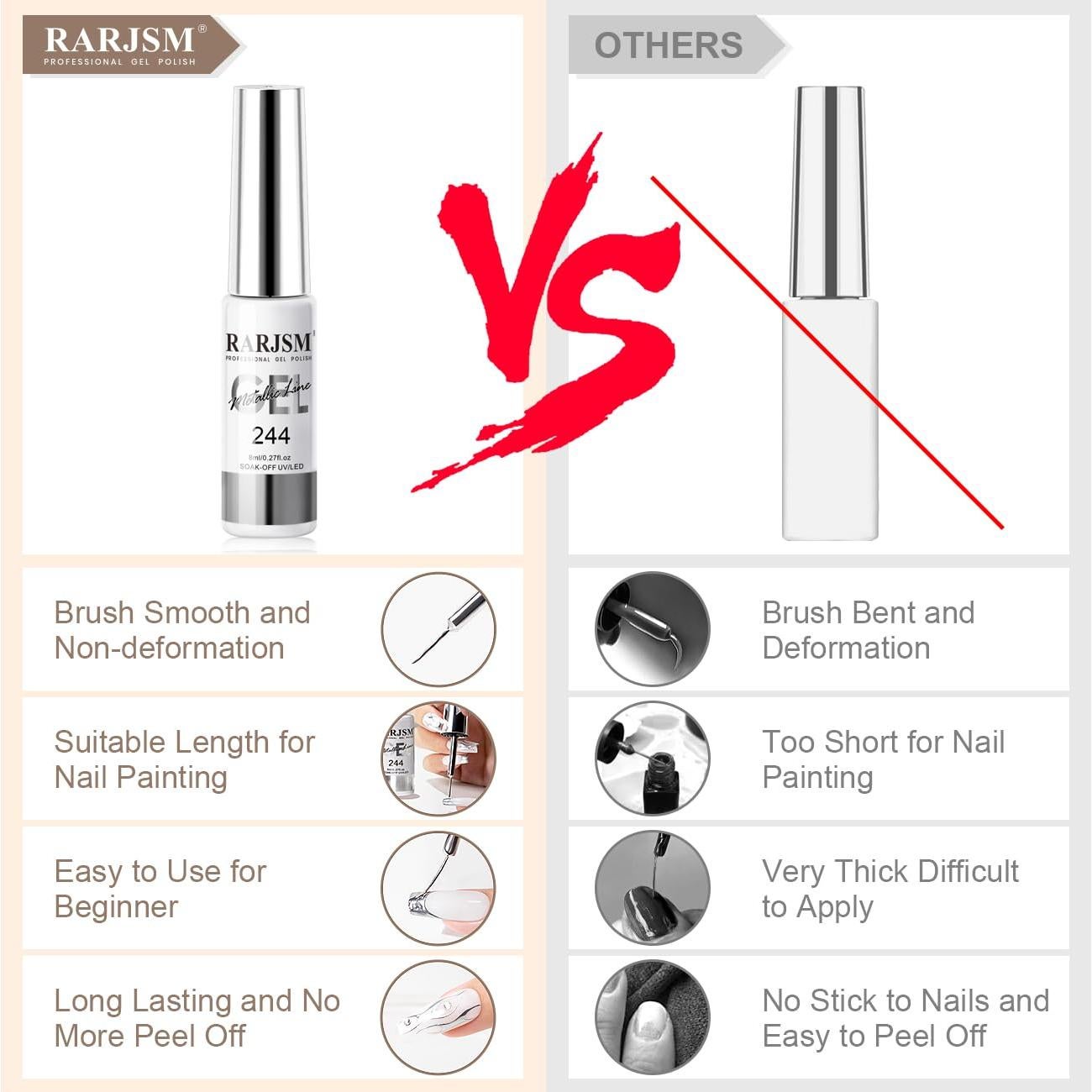 Set de 2 Gel Liner Metálico RARJSM Plata y Bronce Oro 8ml