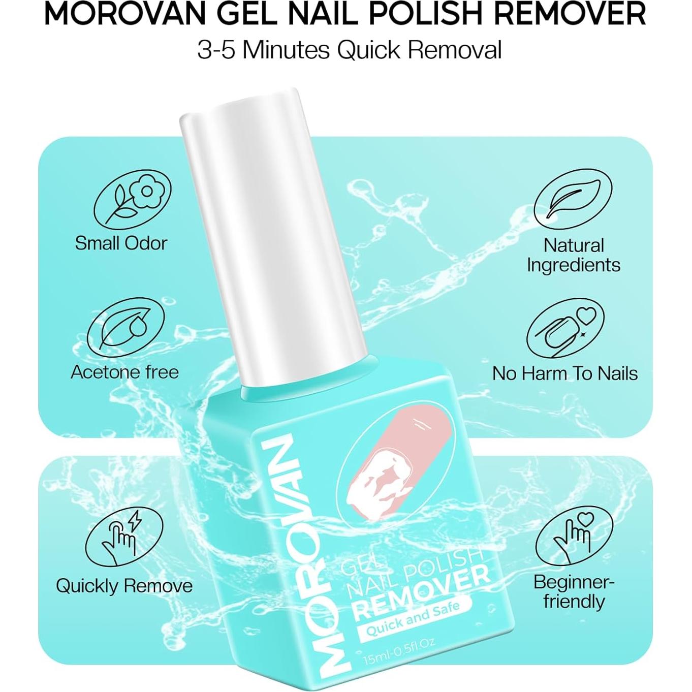 Kit Removedor de Esmalte en Gel Morovan 15ml + Accesorios