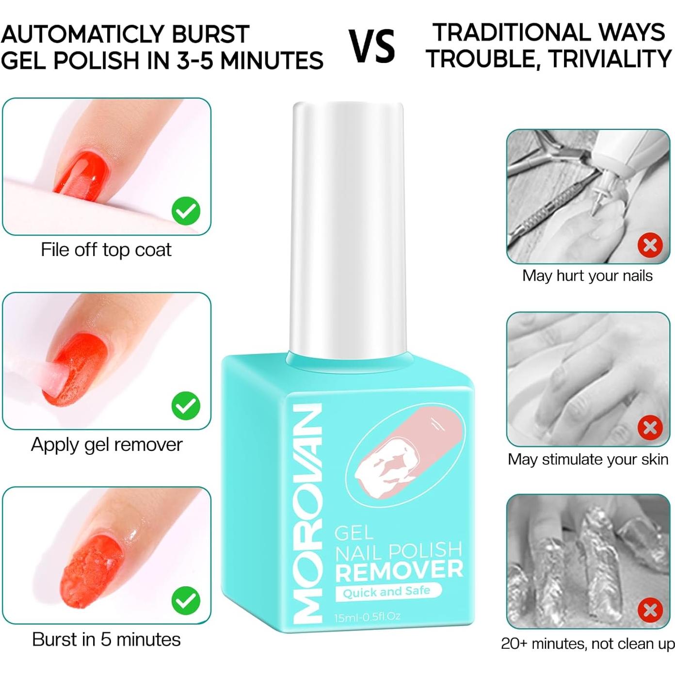 Kit Removedor de Esmalte en Gel Morovan 15ml + Accesorios