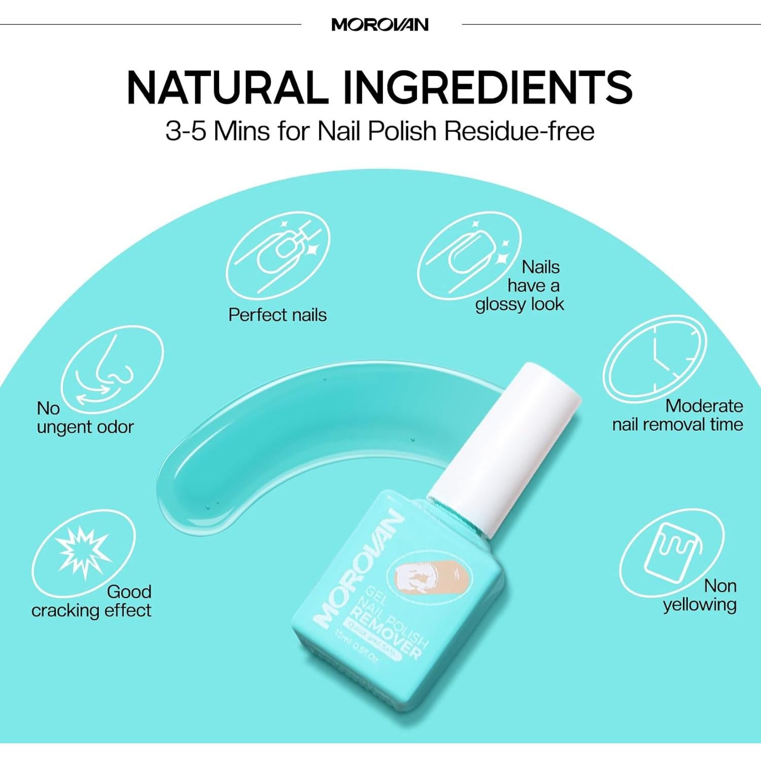 Kit Removedor de Esmalte en Gel Morovan 15ml + Accesorios