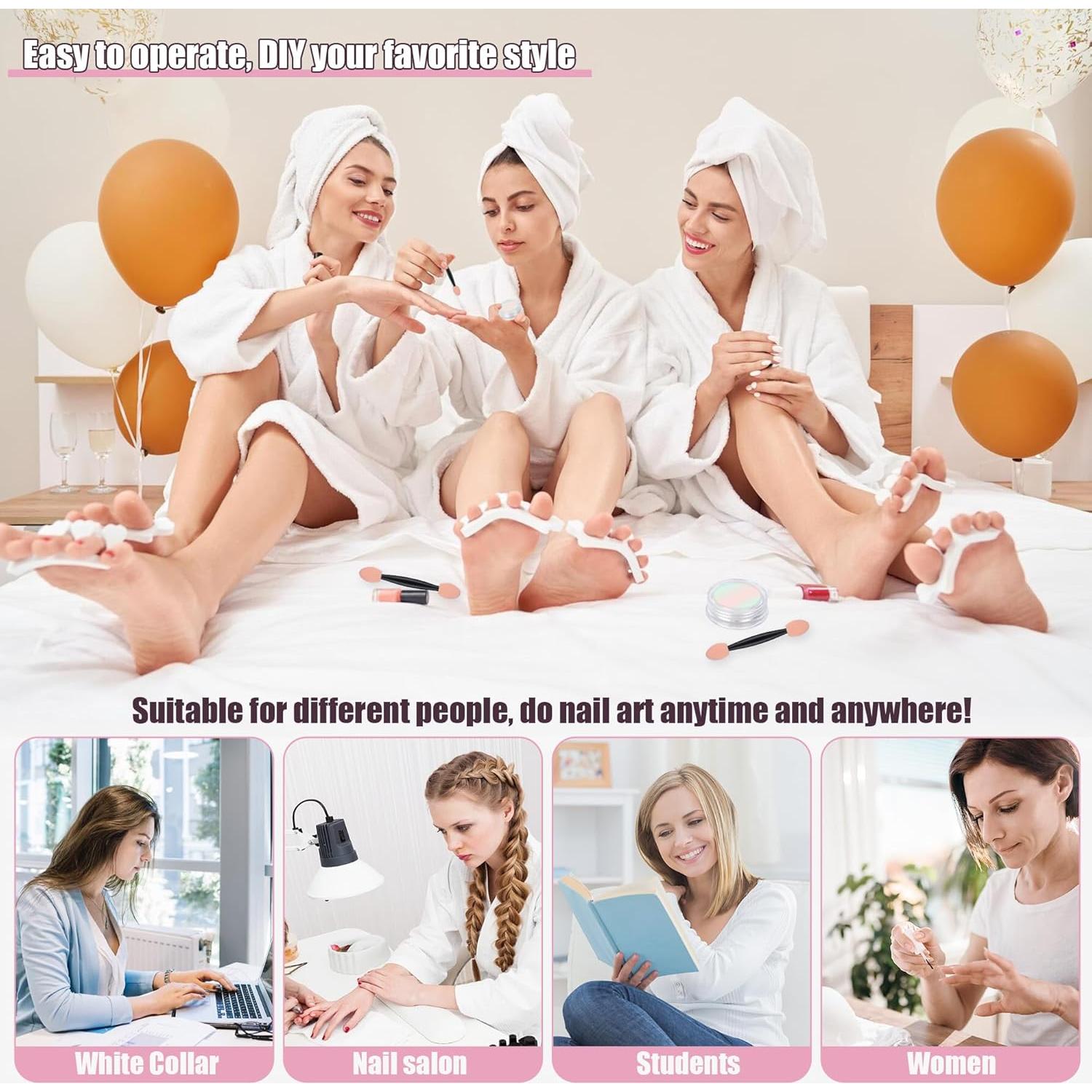 Kit 8 Tarros Polvo de Uñas Cromado Artdone Efecto Espejo