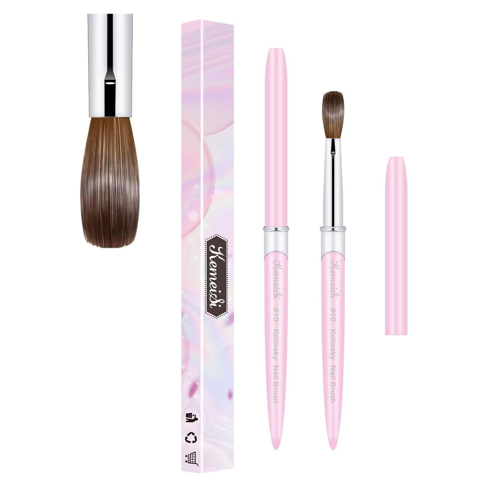 Pincel de Uñas Acrílico KEMEISI #10 21.78cm Rosa Profesional