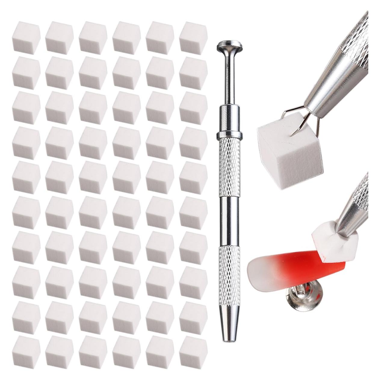 100 Esponjas Suaves para Uñas Ombre + Bolígrafo Agarre Sotong