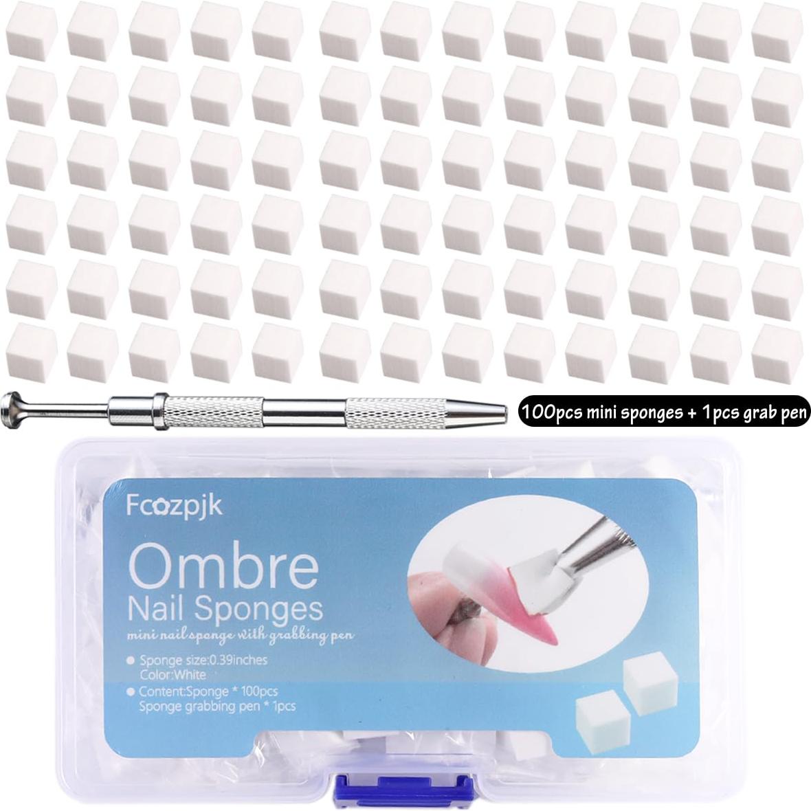 100 Esponjas Suaves para Uñas Ombre + Bolígrafo Agarre Sotong