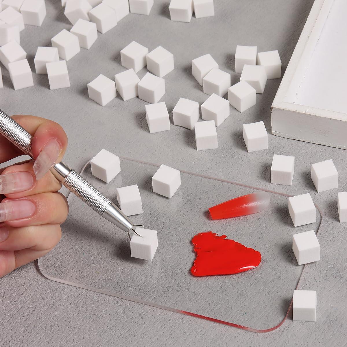 100 Esponjas Suaves para Uñas Ombre + Bolígrafo Agarre Sotong