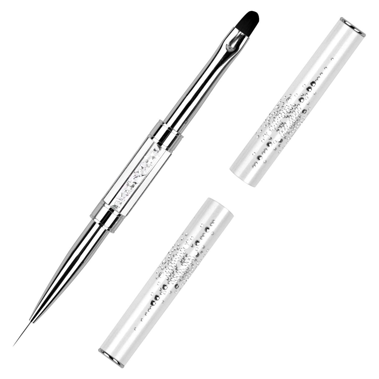 Pincel de Uñas Doble Cara YCYAN con Rhinestone - Gel UV y Liner