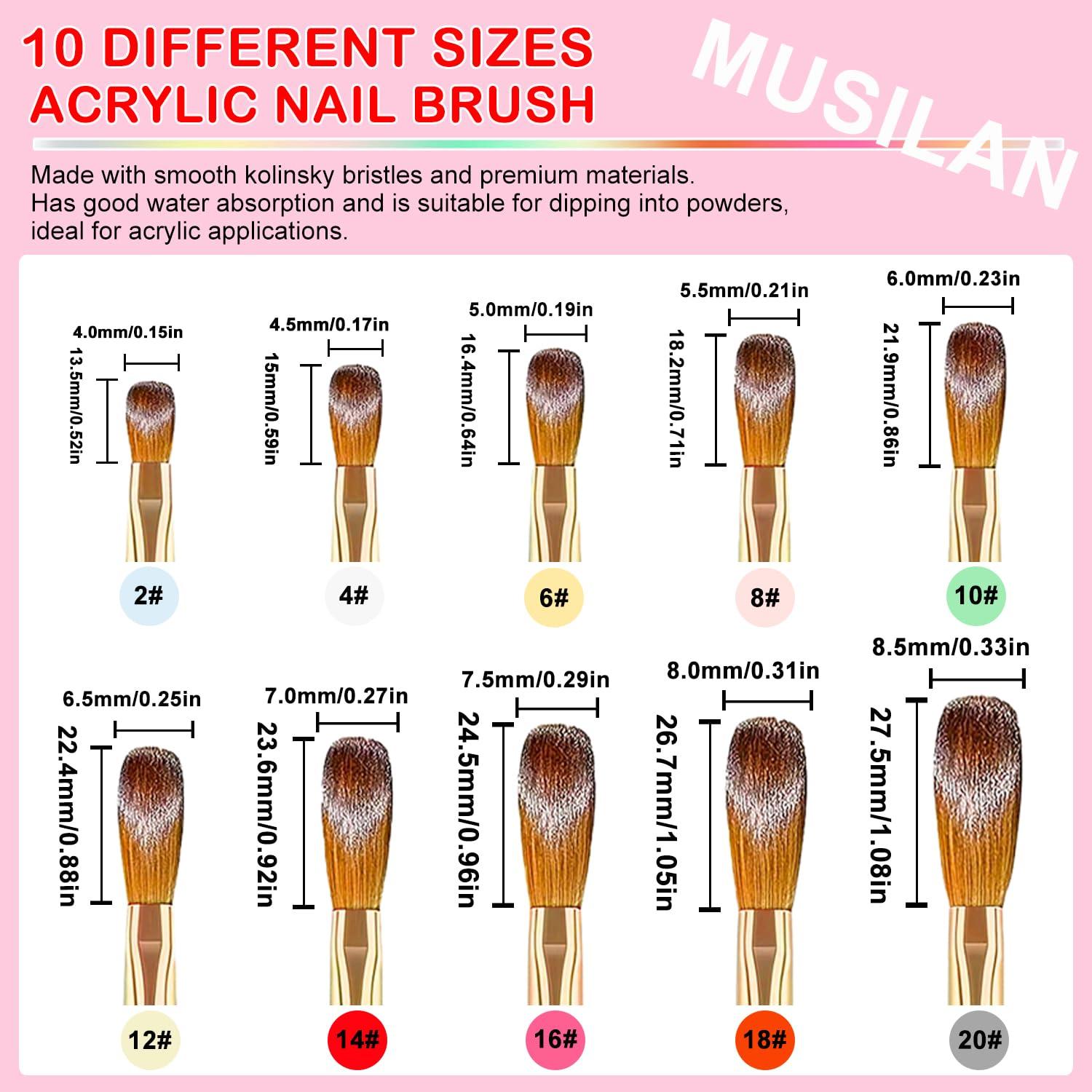 Set de 10 Pinceles para Uñas Acrílicas MUSILAN - Diseño Profesional